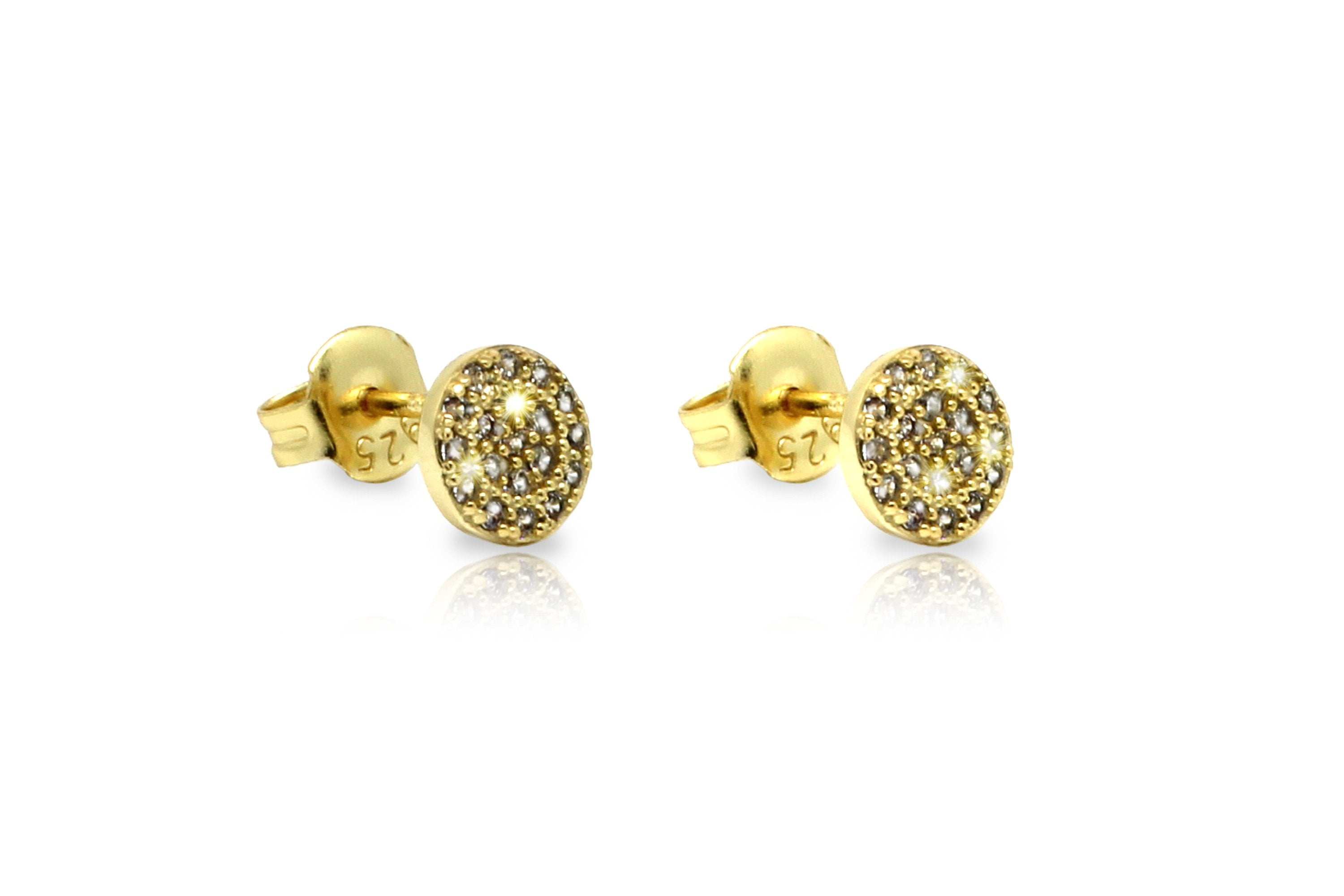 Ranaut Clear CZ Gold Stud Earrings