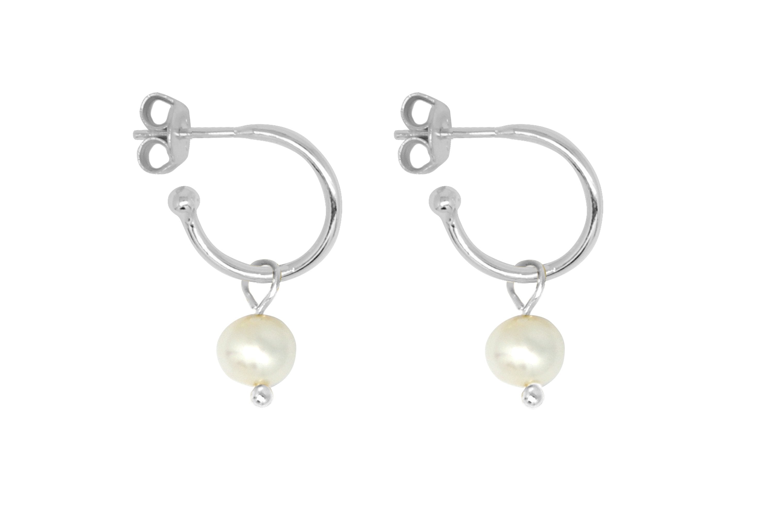 Sanchez Silver & Pearl Hoop Earrings