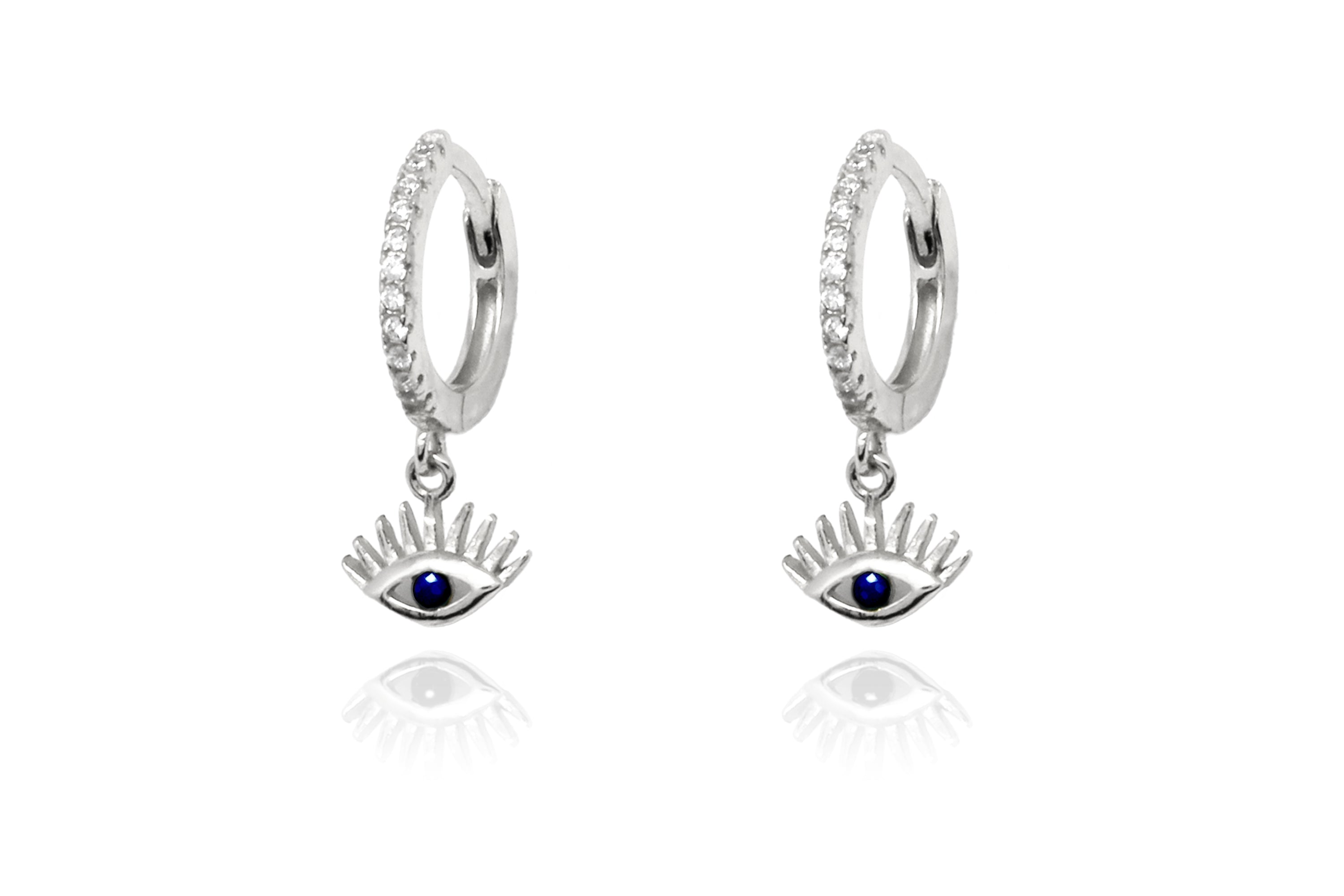 Effy Evil Eye Hoop Silver Sapphire CZ