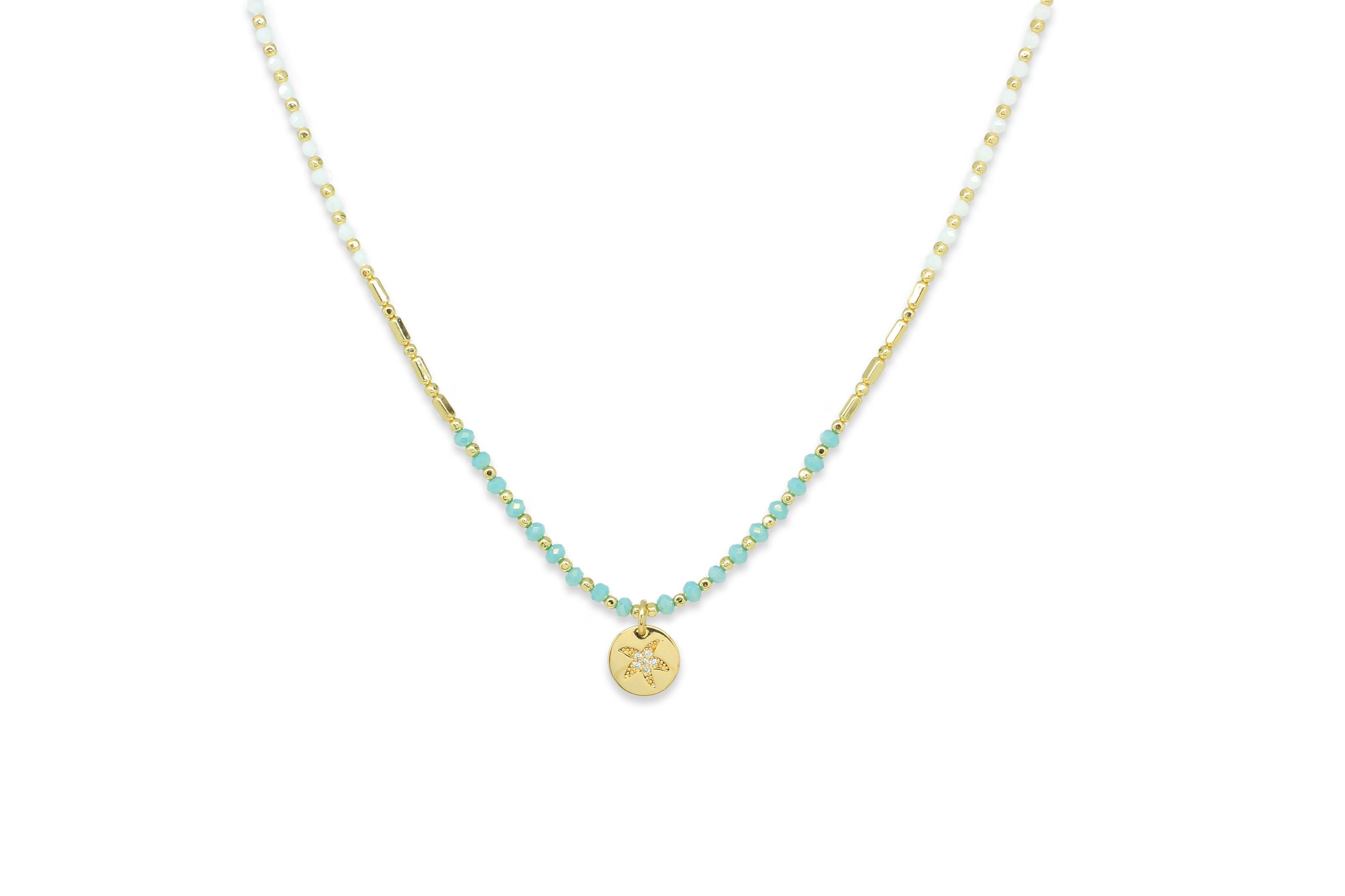 Eudora Gold & Mint Beaded Necklace