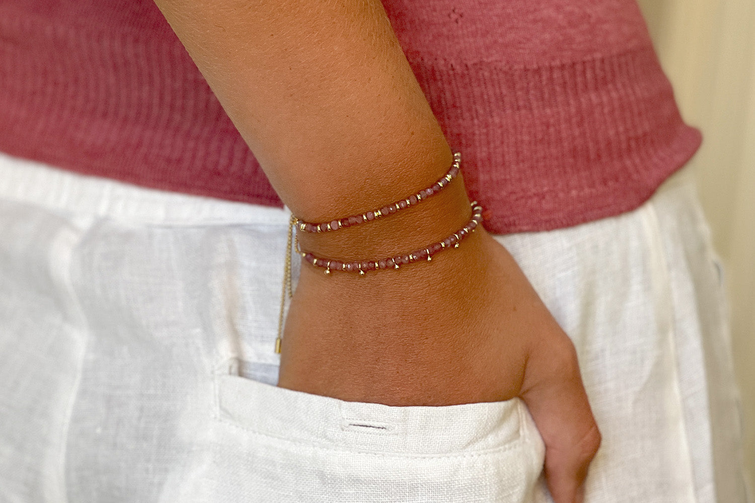 Harmony Pink Tourmaline Gold Bracelet