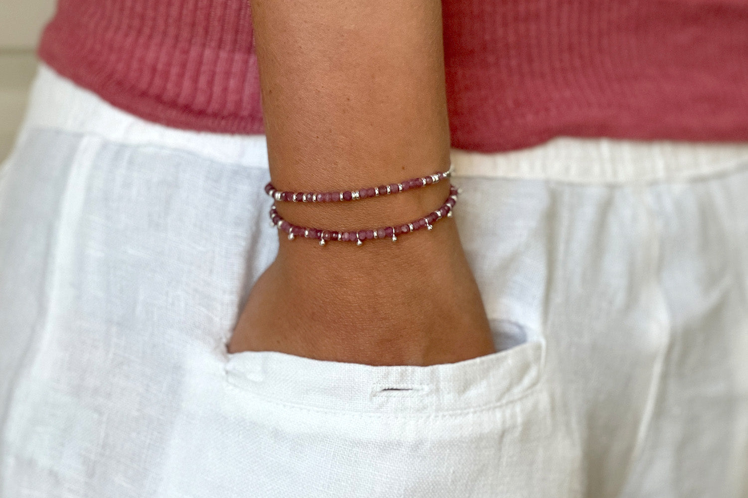 Harmony Pink Tourmaline Silver Bracelet