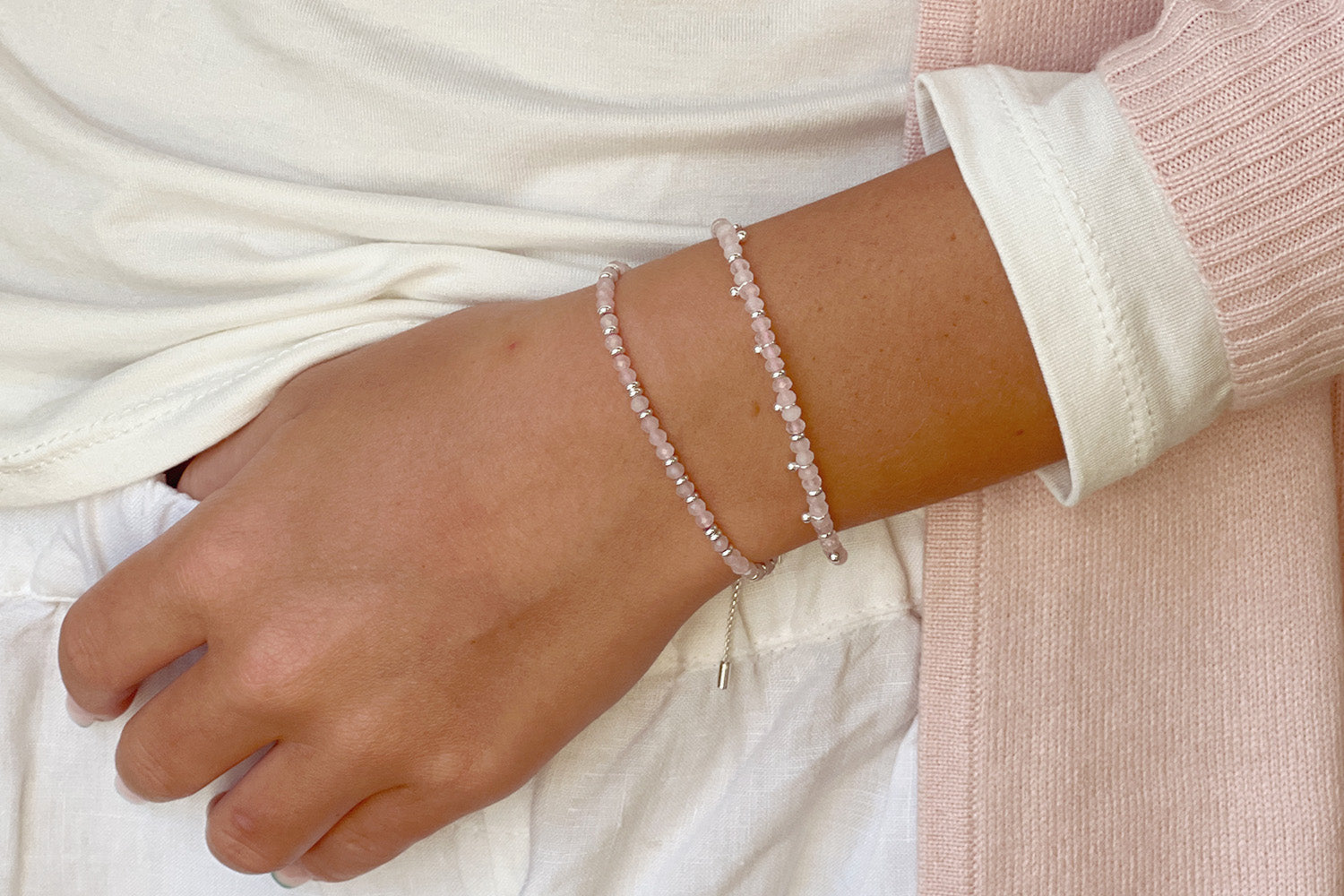 Harmony Rose Quartz Silver Bracelet