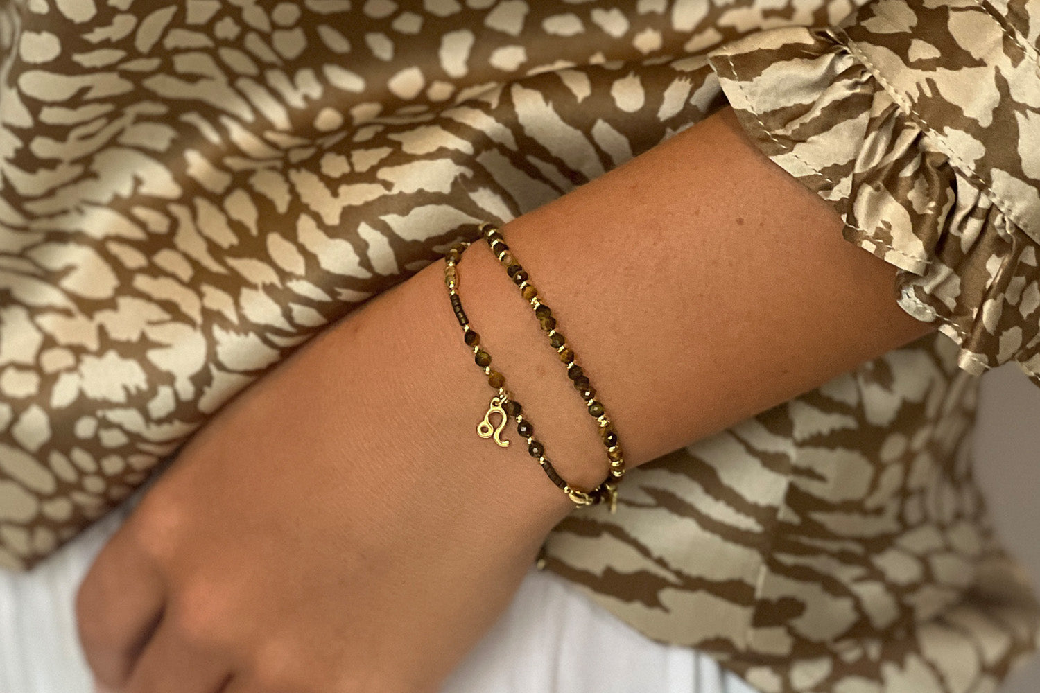 Leo Zodiac Gemstone Gold Bracelet