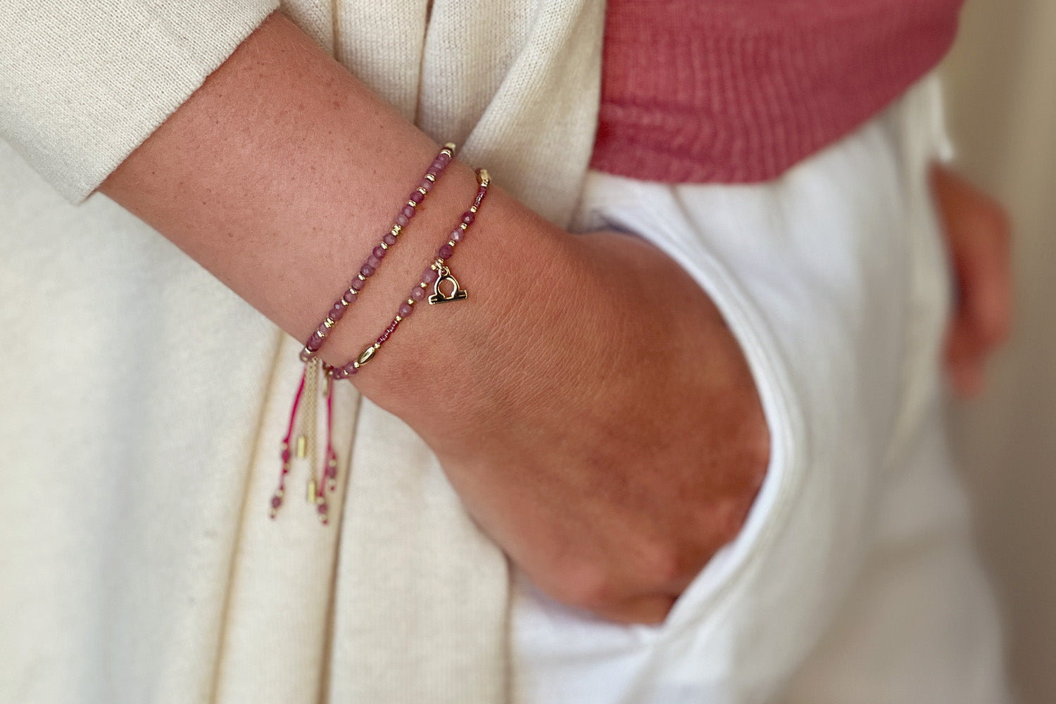 Mystical Pink Tourmaline Gold Bracelet