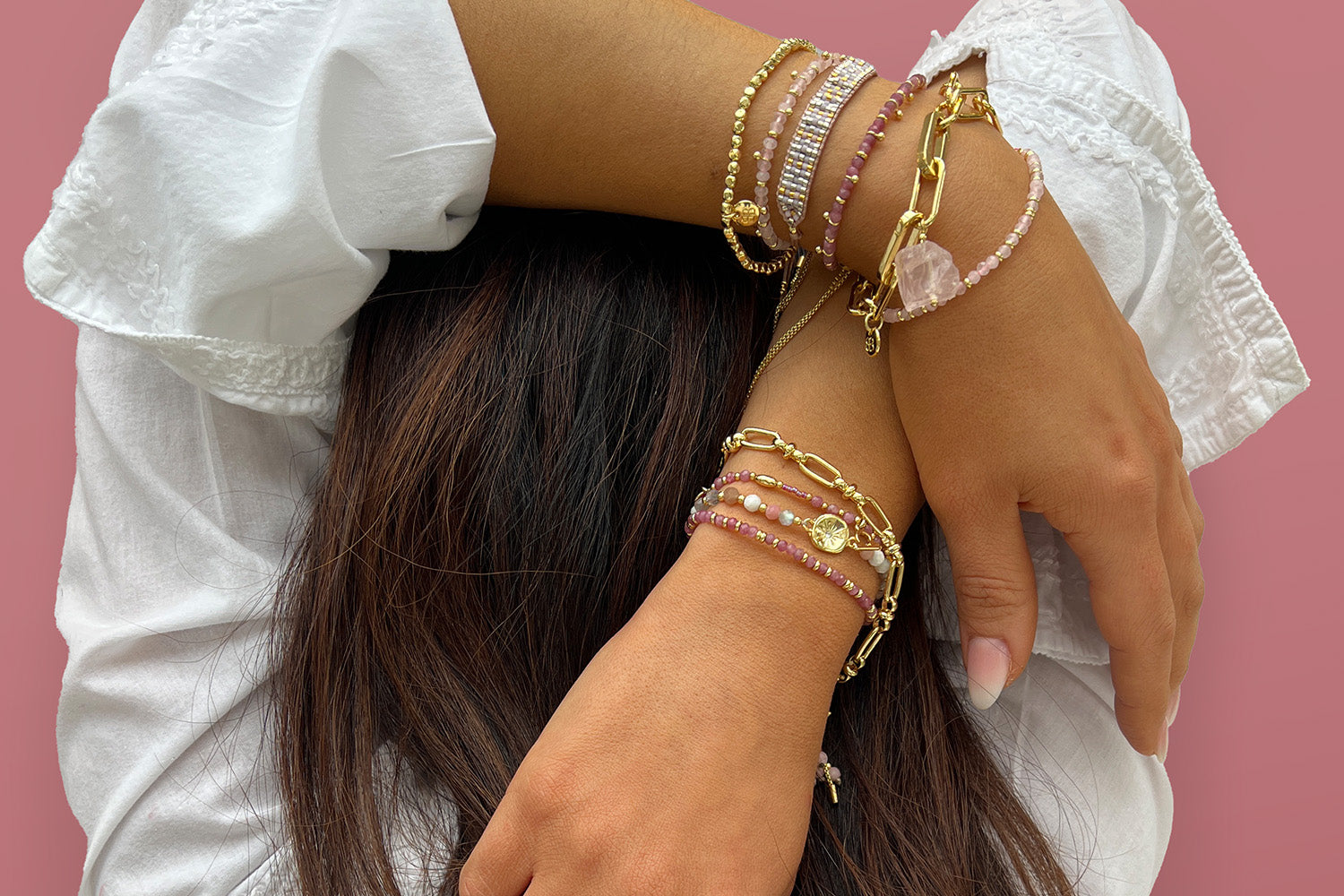 Mystical Pink Tourmaline Gold Bracelet