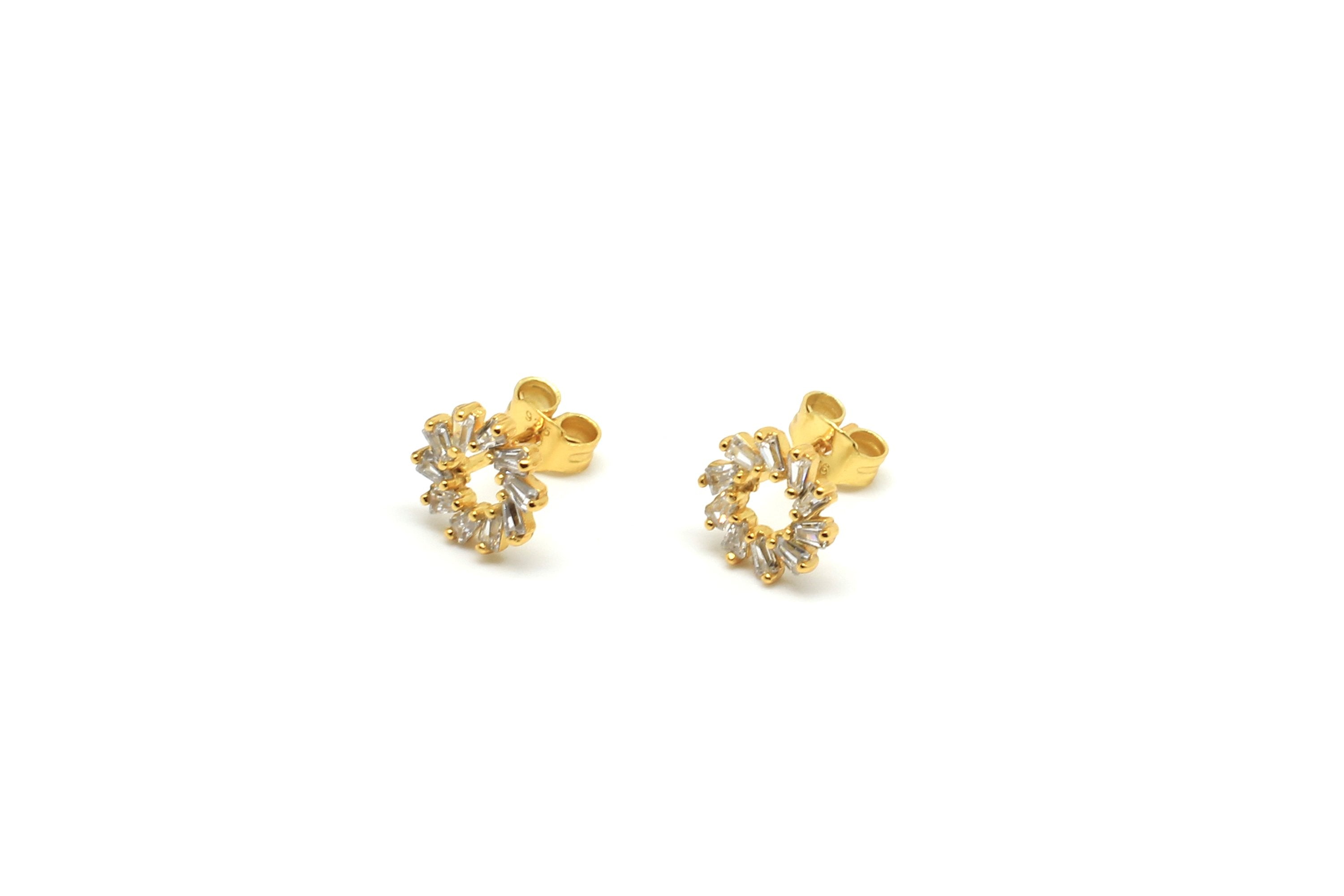 Maeve Gold Hollow CZ Stud Earrings