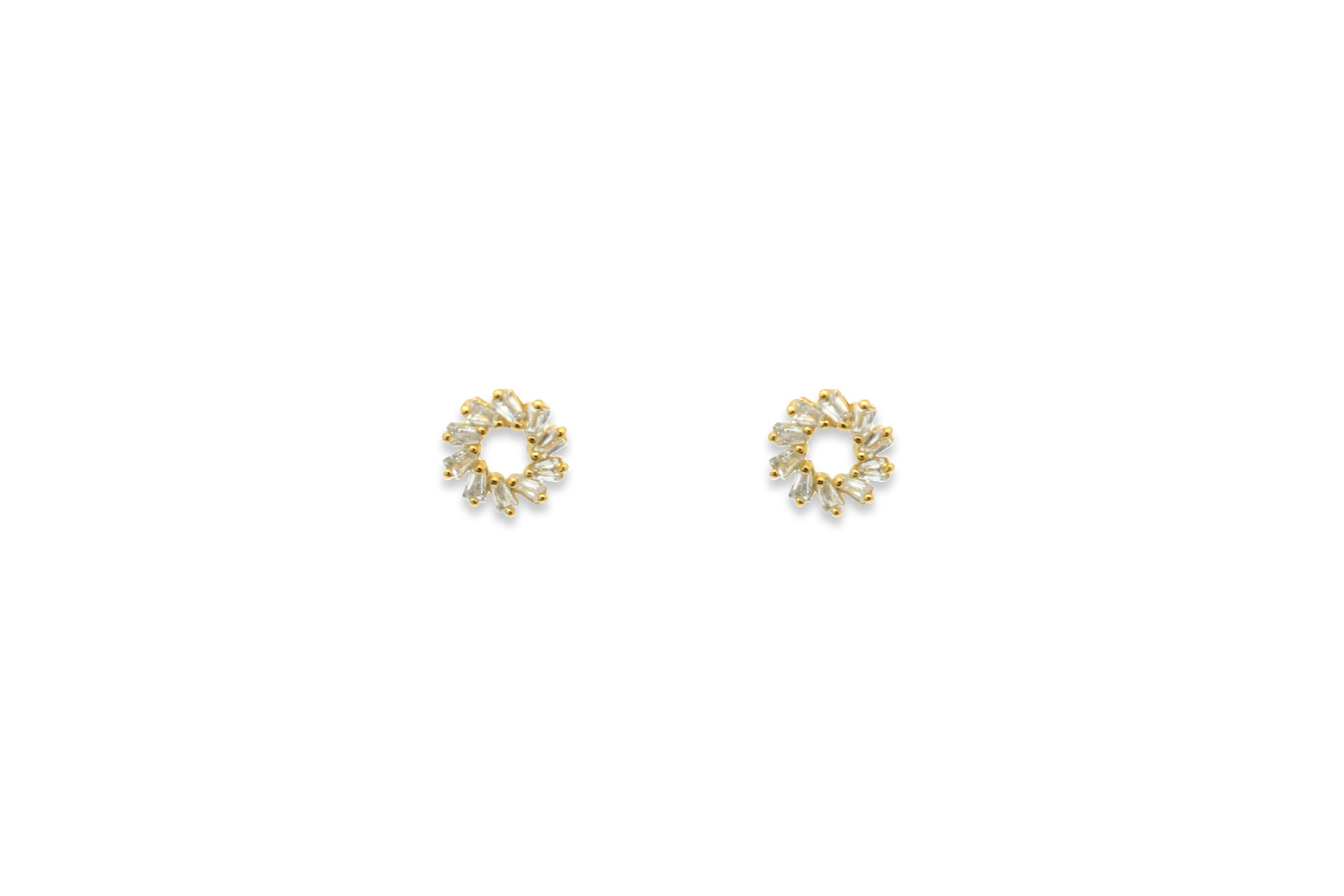 Maeve Gold Hollow CZ Stud Earrings