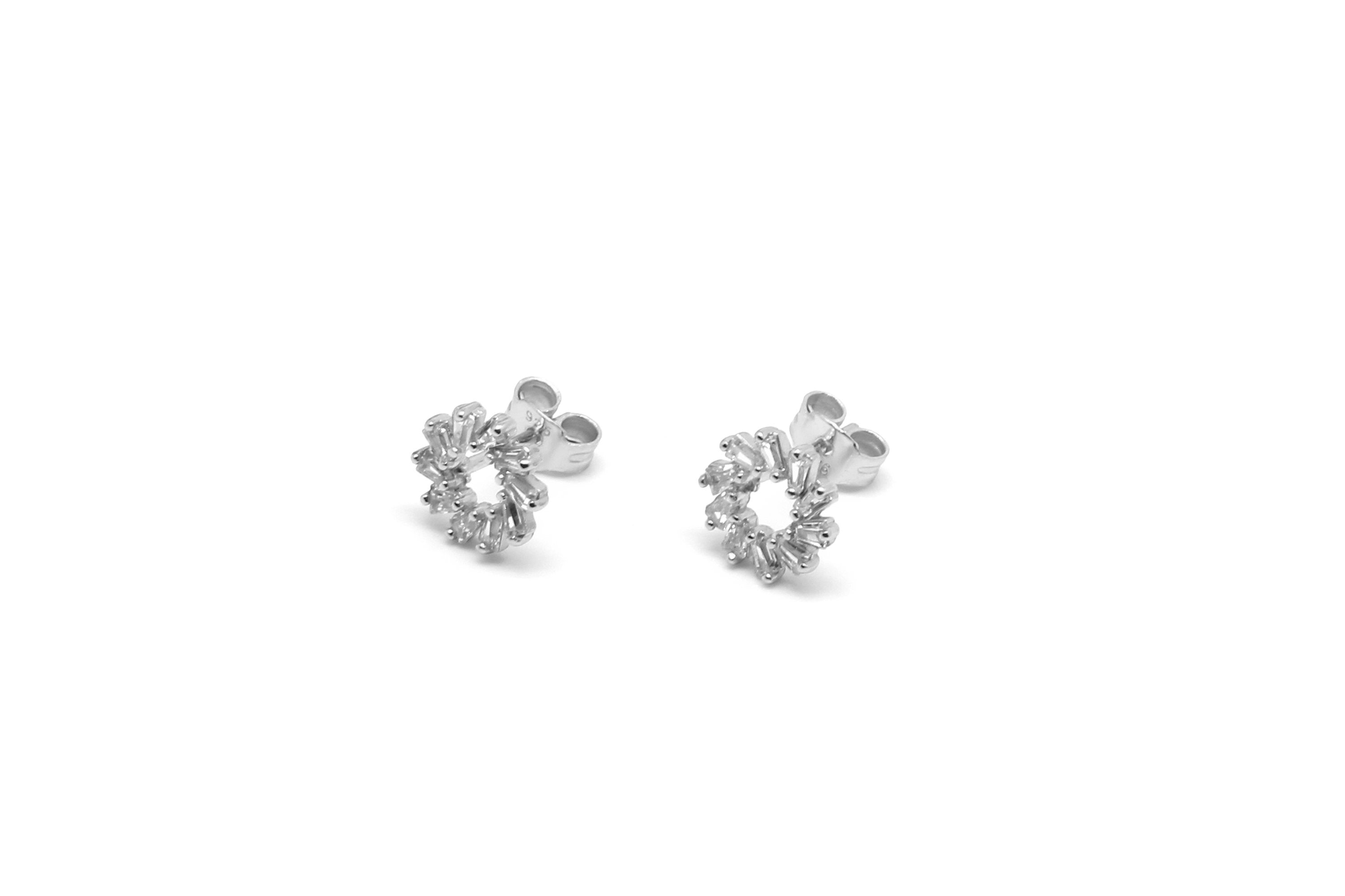 Maeve Silver Hollow CZ Stud Earrings