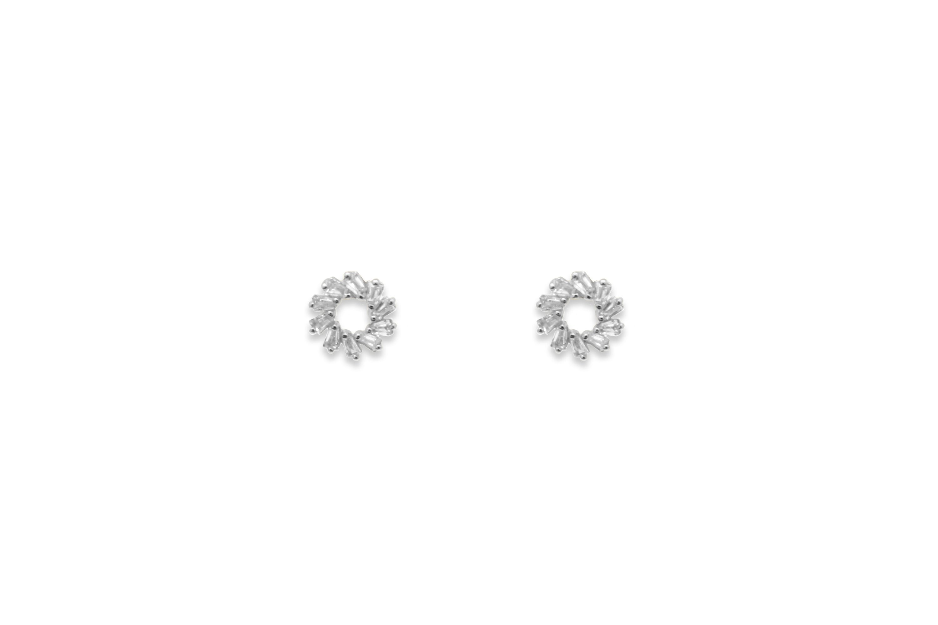 Maeve Silver Hollow CZ Stud Earrings