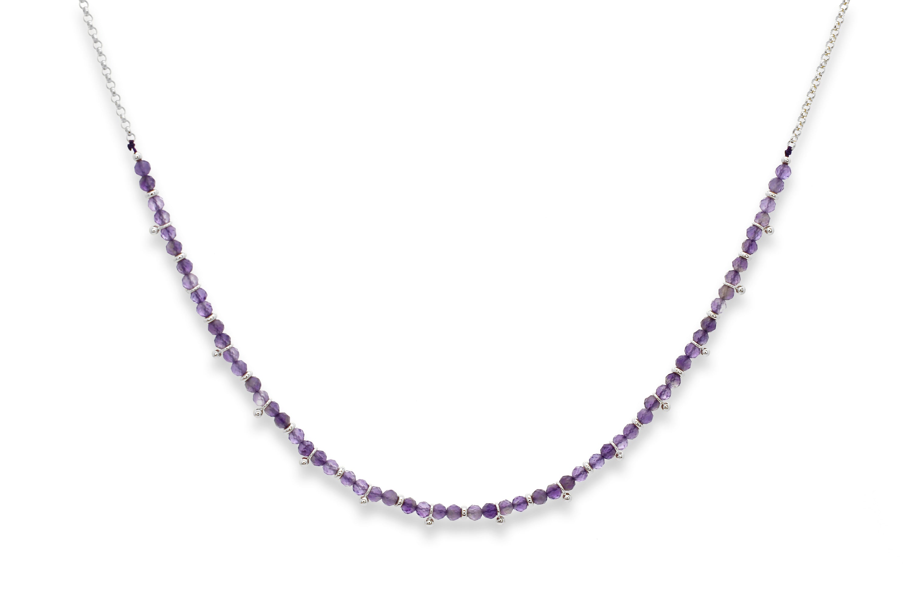 Salus Amethyst Gemstone Silver Necklace