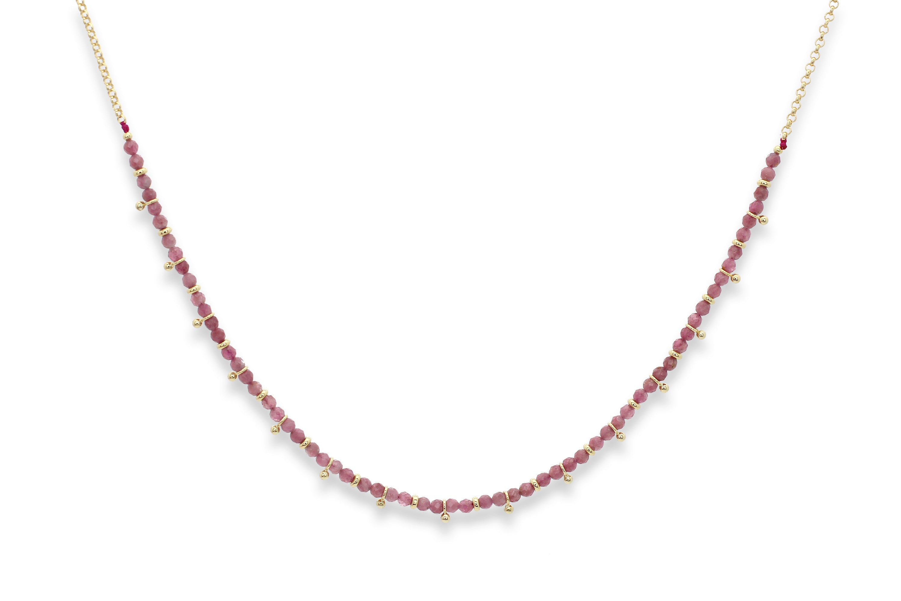 Salus Pink Tourmaline Gemstone Gold Necklace