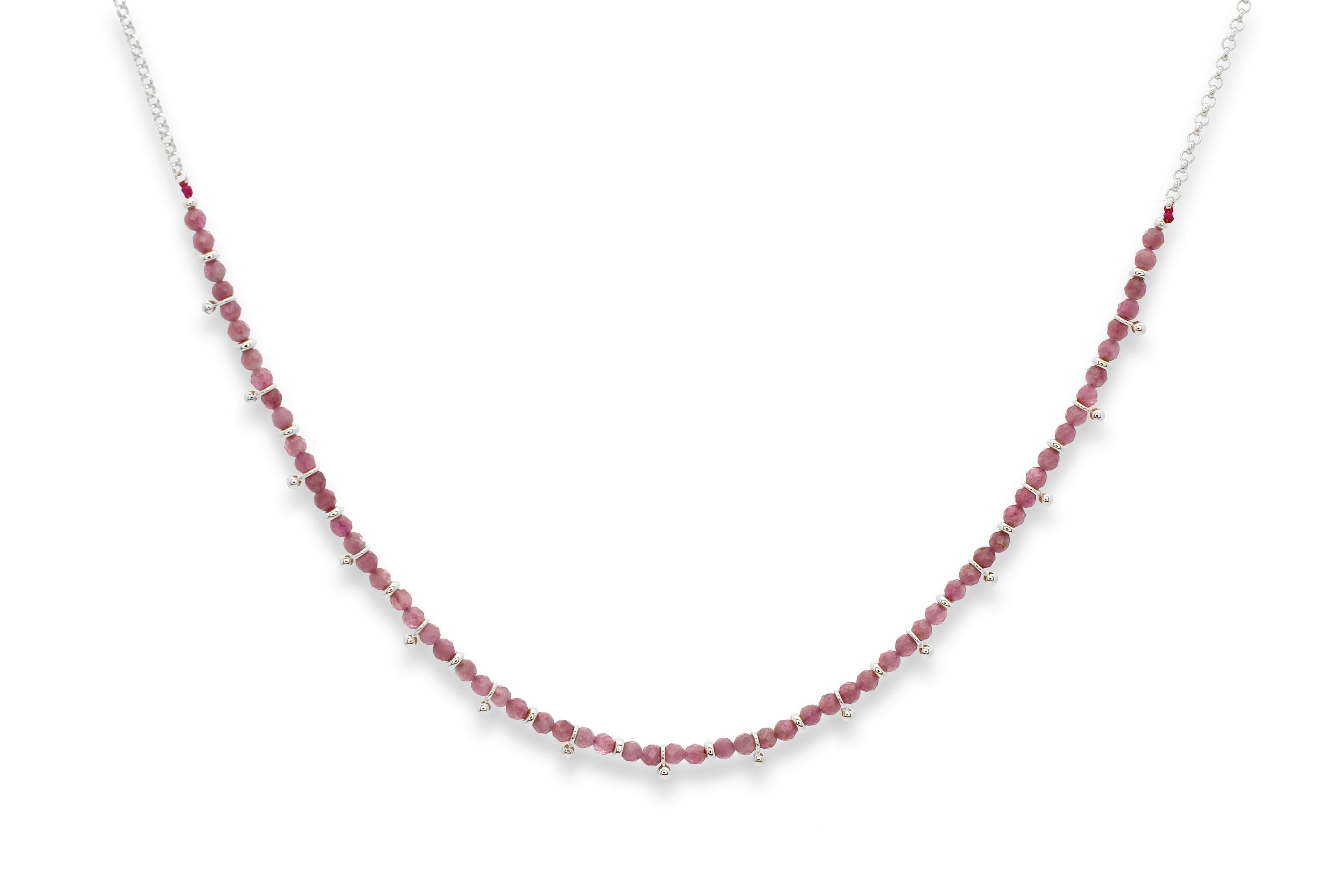 Salus Pink Tourmaline Gemstone Silver Necklace