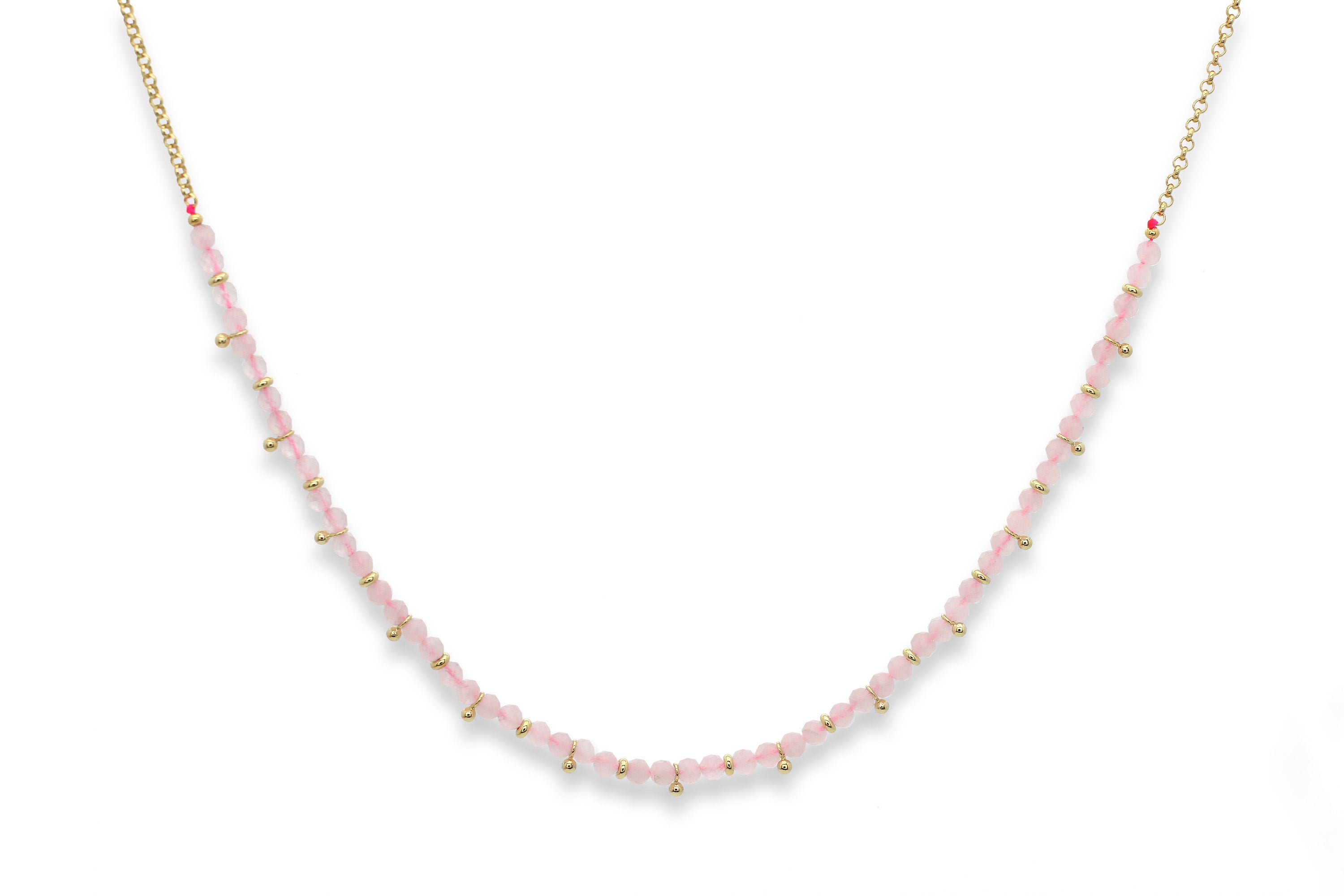 Salus Rose Quartz Gemstone Gold Necklace