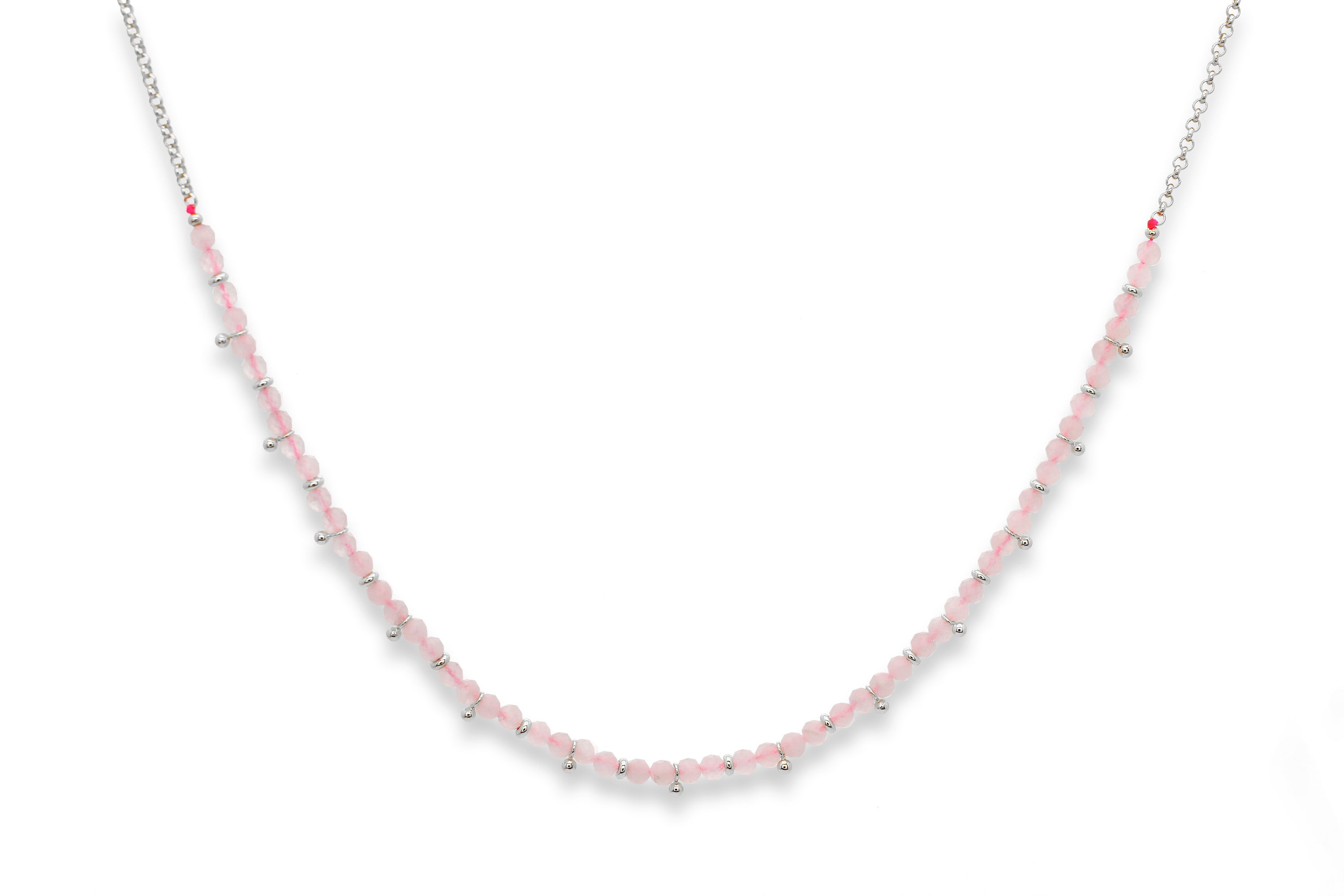 Salus Rose Quartz Gemstone Silver Necklace