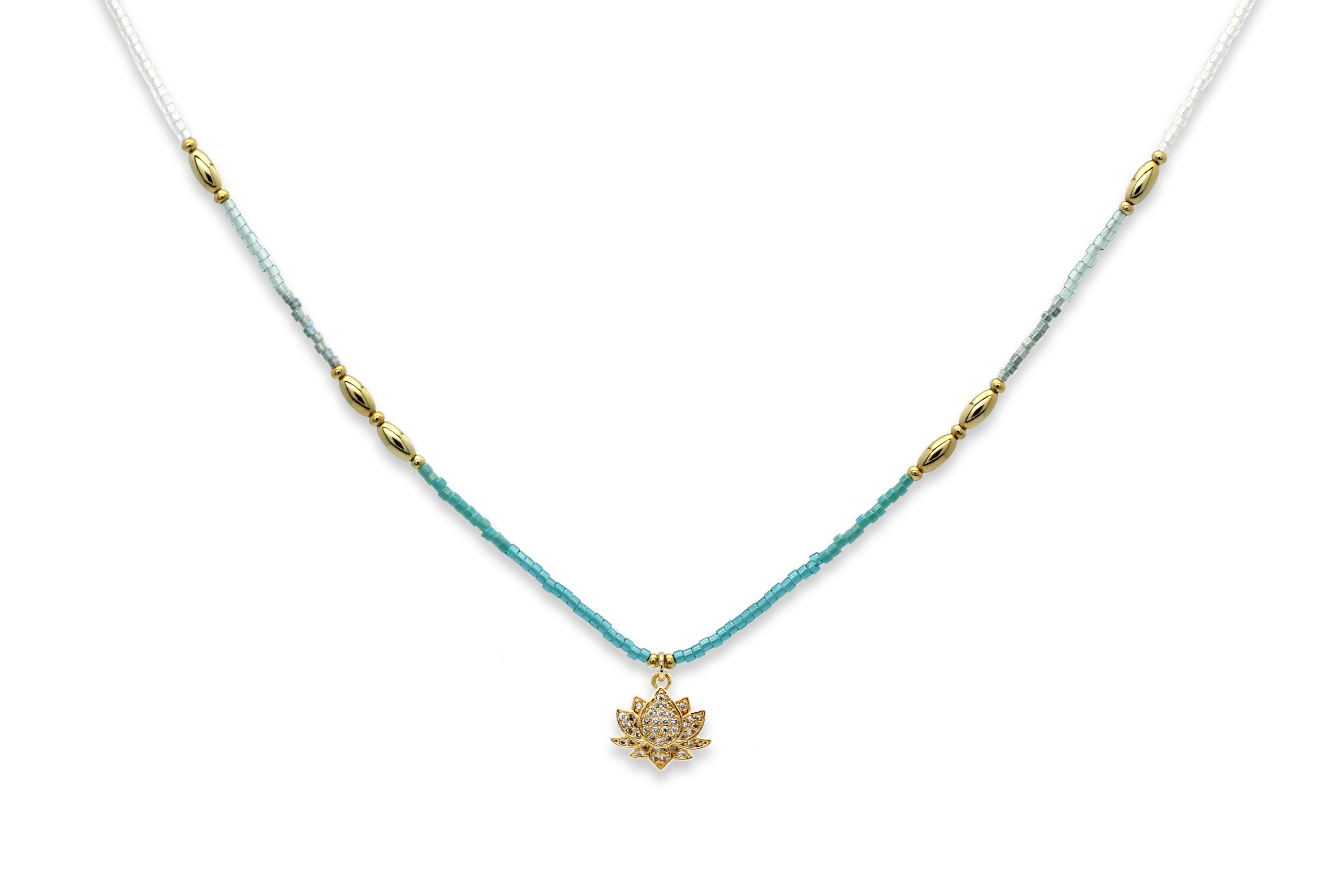 Gaea Lotus Flower Pendant Gold Necklace