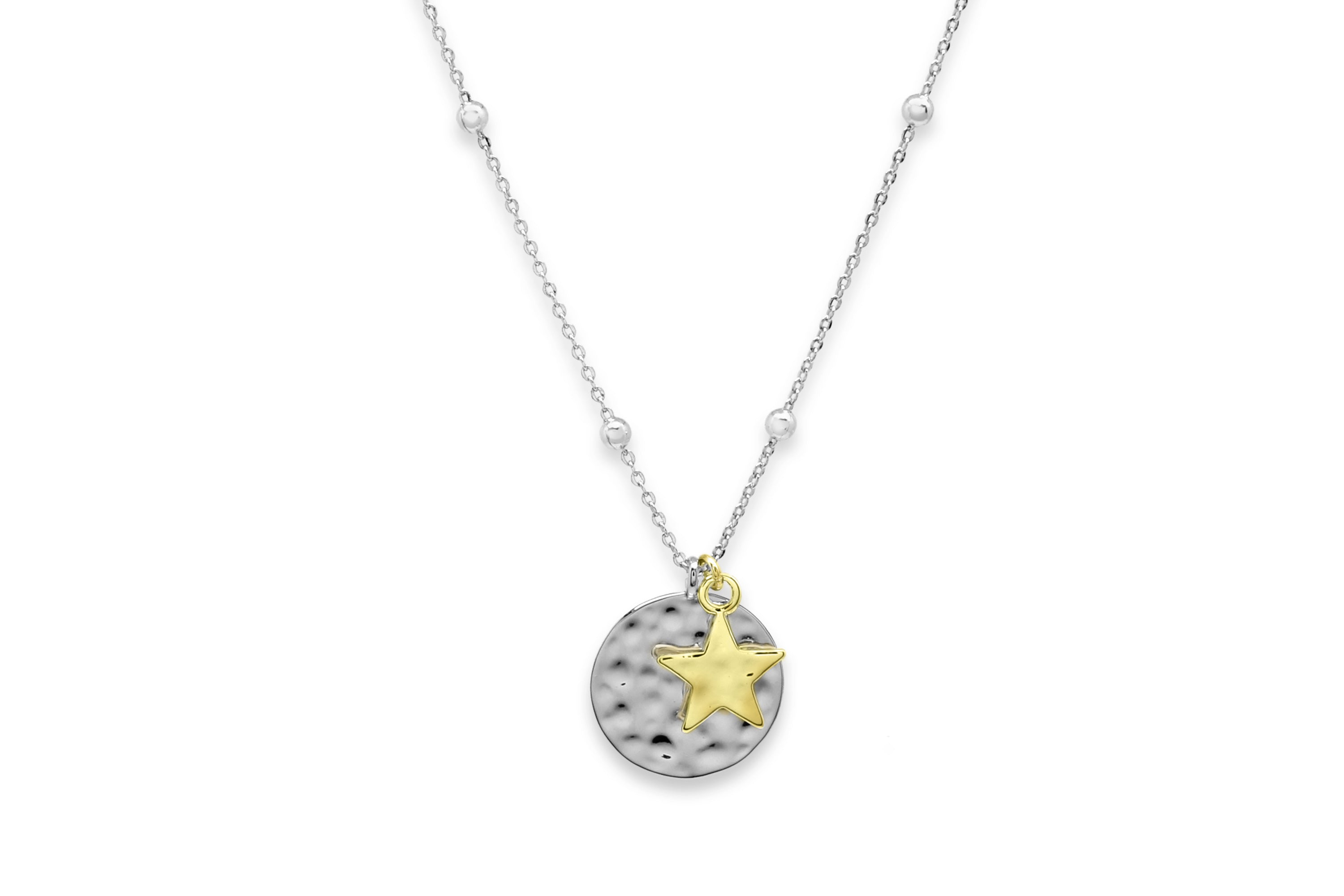 Luna Silver Star & Moon Pendant Necklace