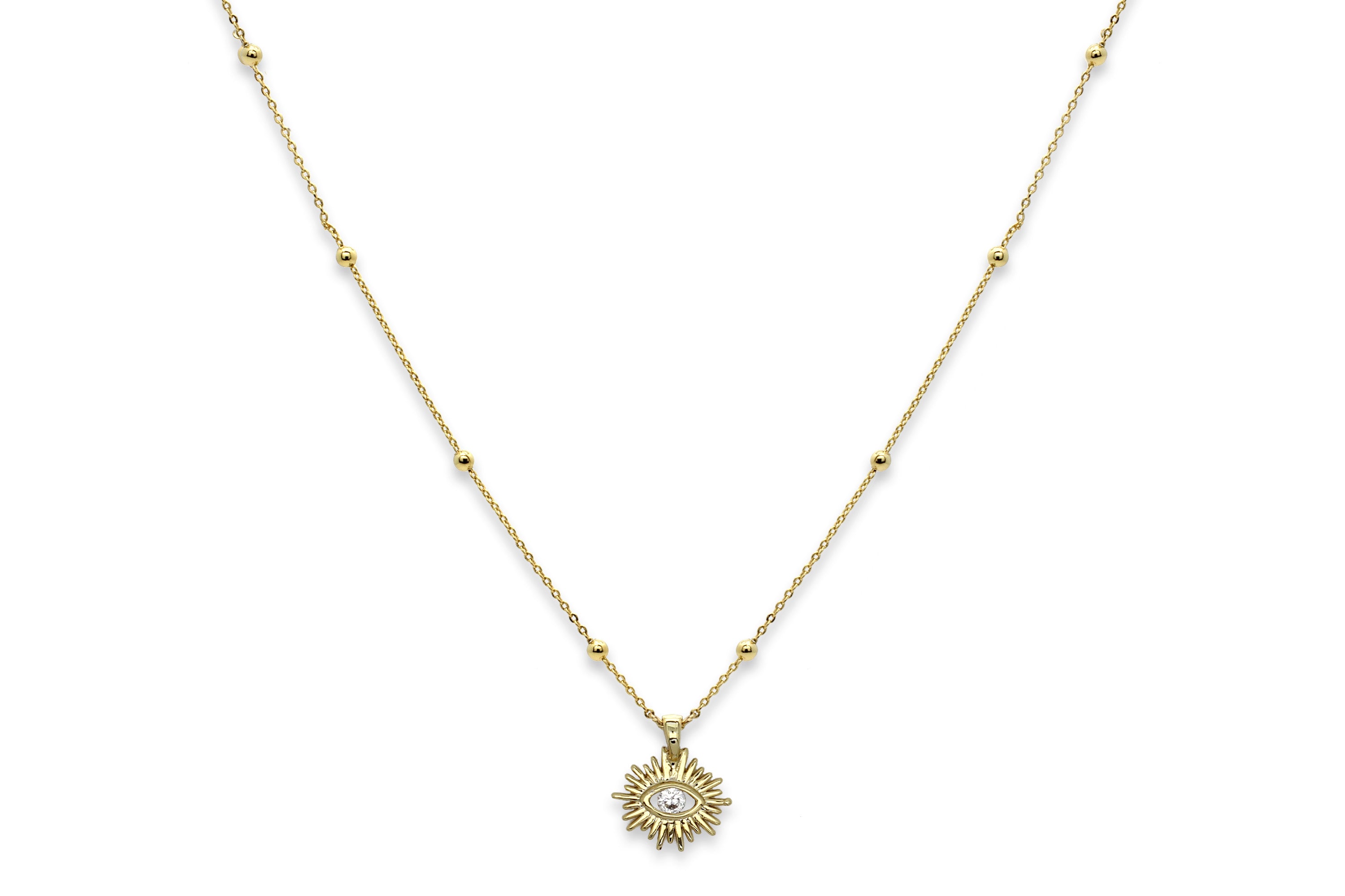 Mami Evil Eye Gold Long CZ Necklace