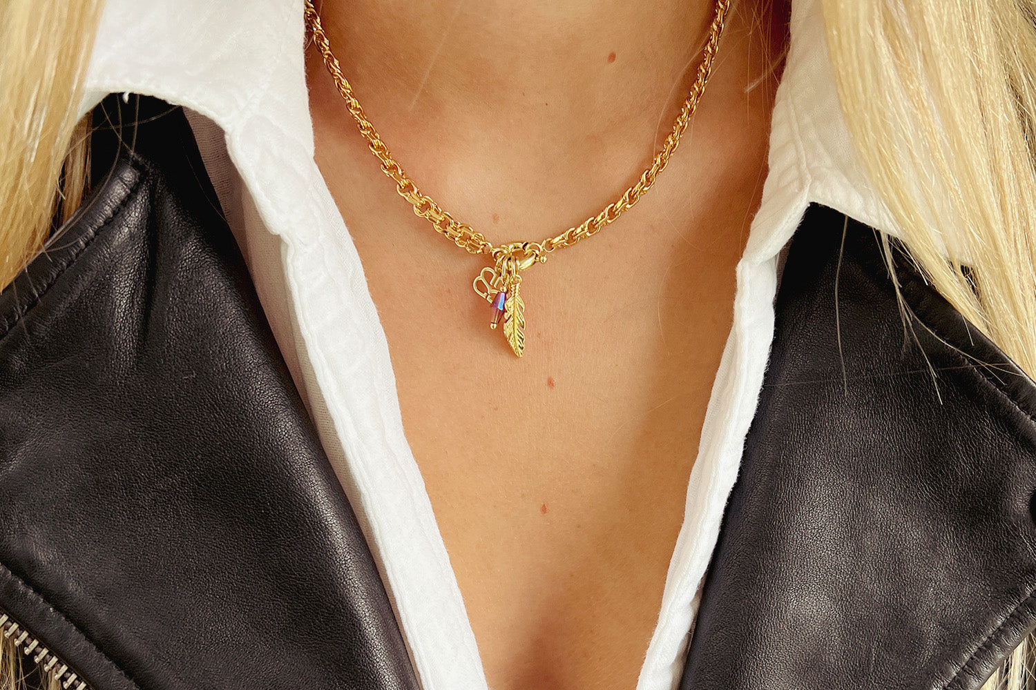 Ishtar Chunky Gold Charm Necklace