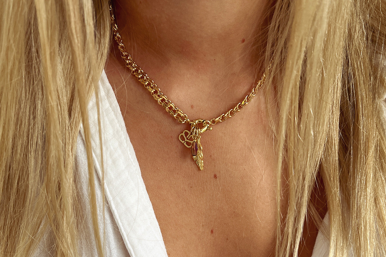 Ishtar Chunky Gold Charm Necklace