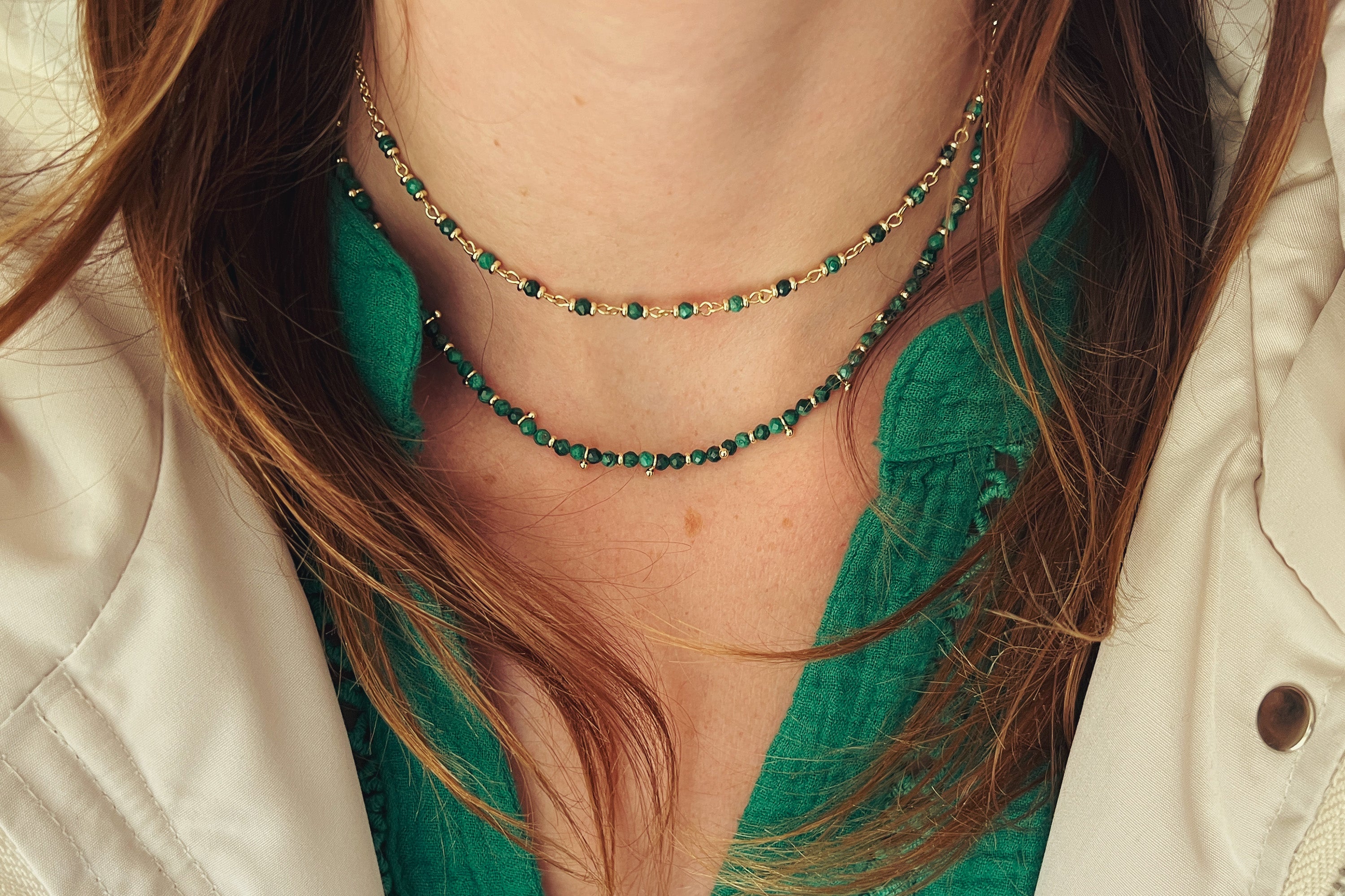 Panacea Malachite Gold Gemstone Necklace