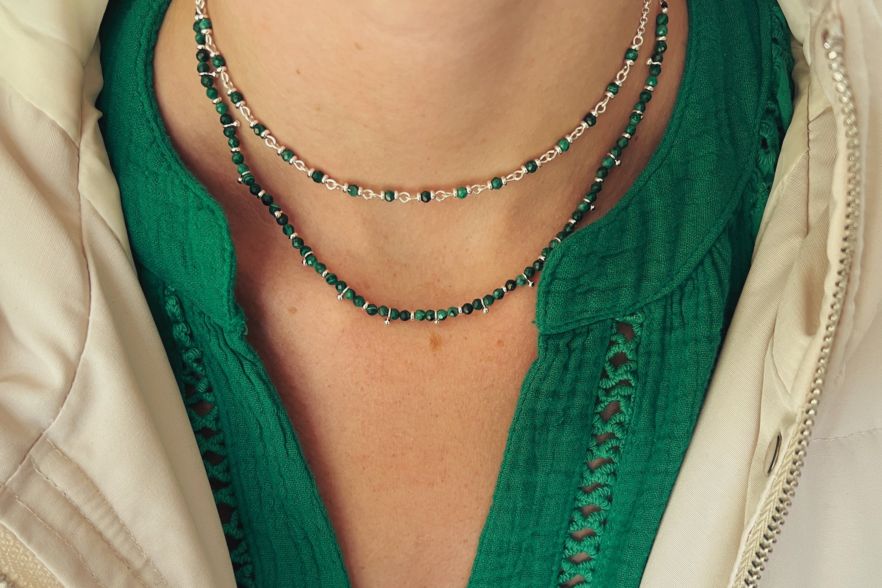 Panacea Malachite Silver Gemstone Necklace