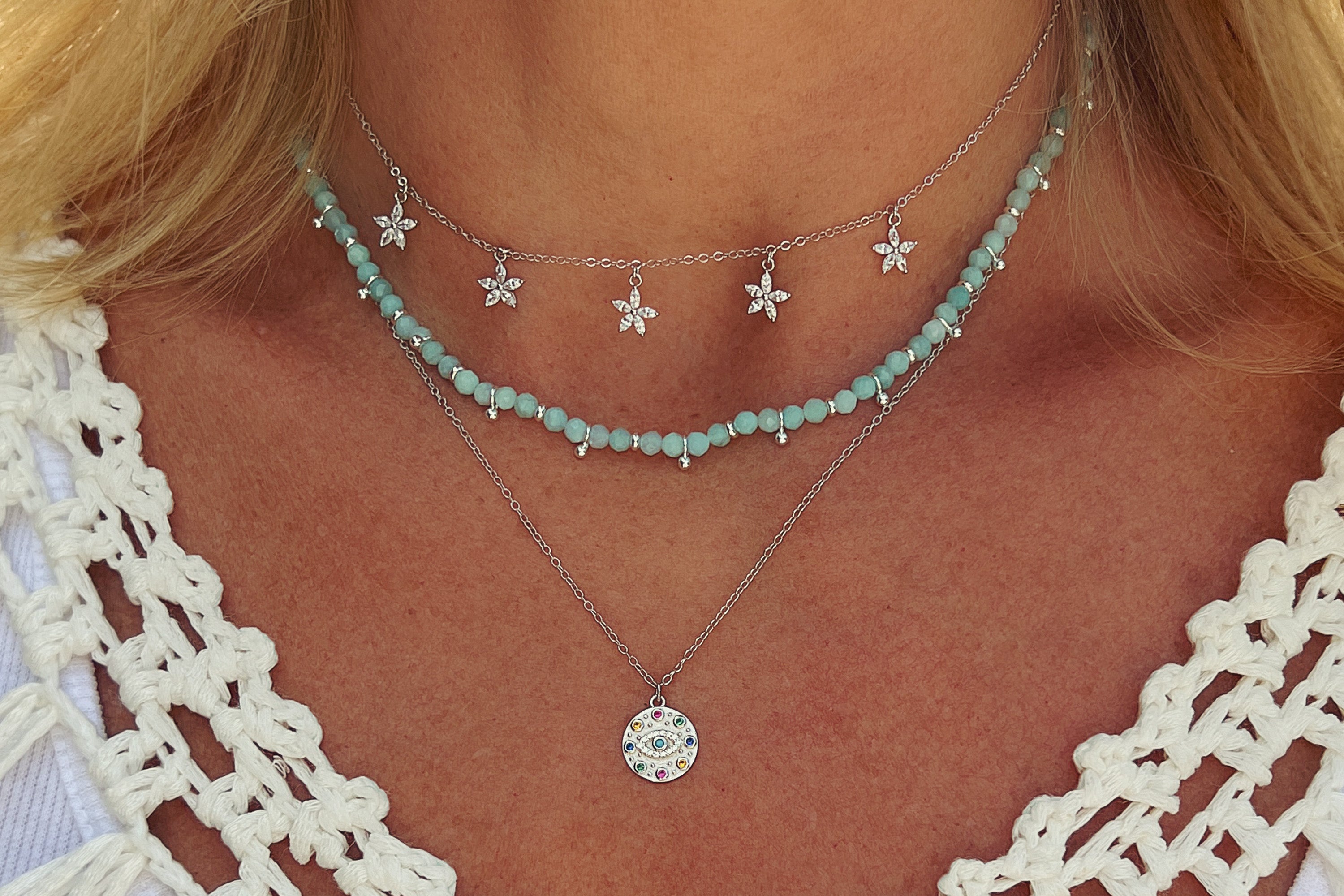 Salus Amazonite Gemstone Silver Necklace