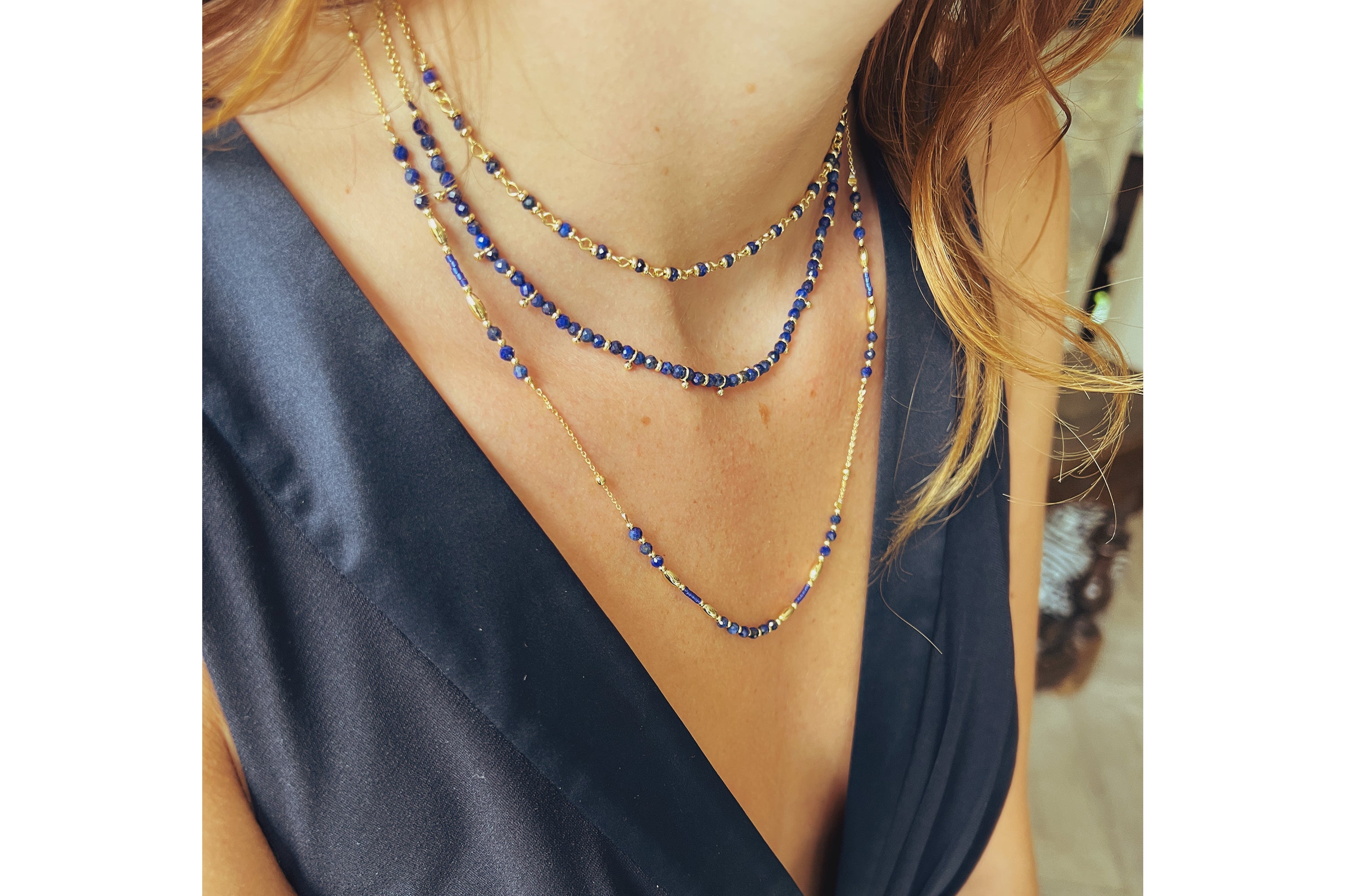 Horus Lapis Gold Gemstone Necklace