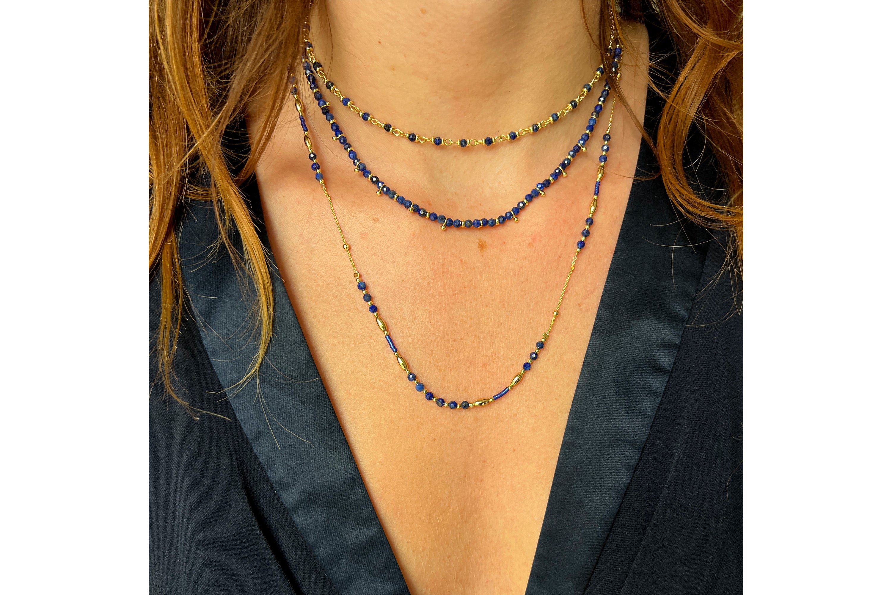 Horus Lapis Gold Gemstone Necklace