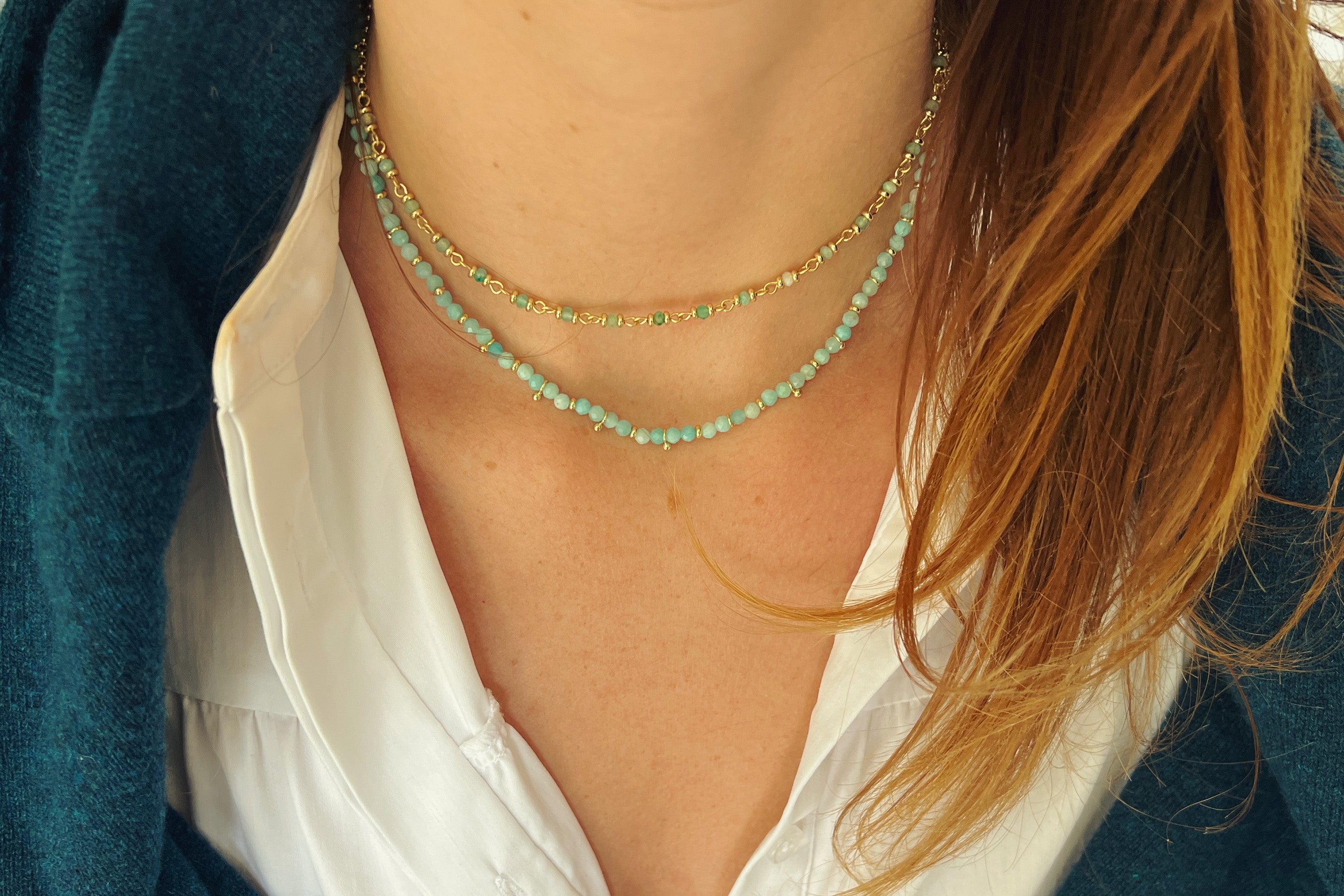 Panacea Amazonite Gold Gemstone Necklace