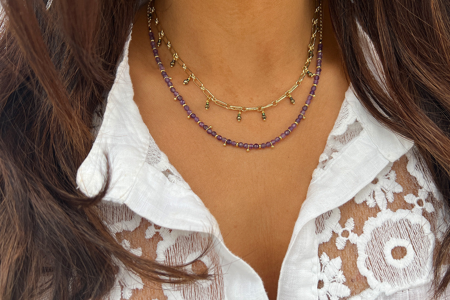 Salus Amethyst Gemstone Gold Necklace