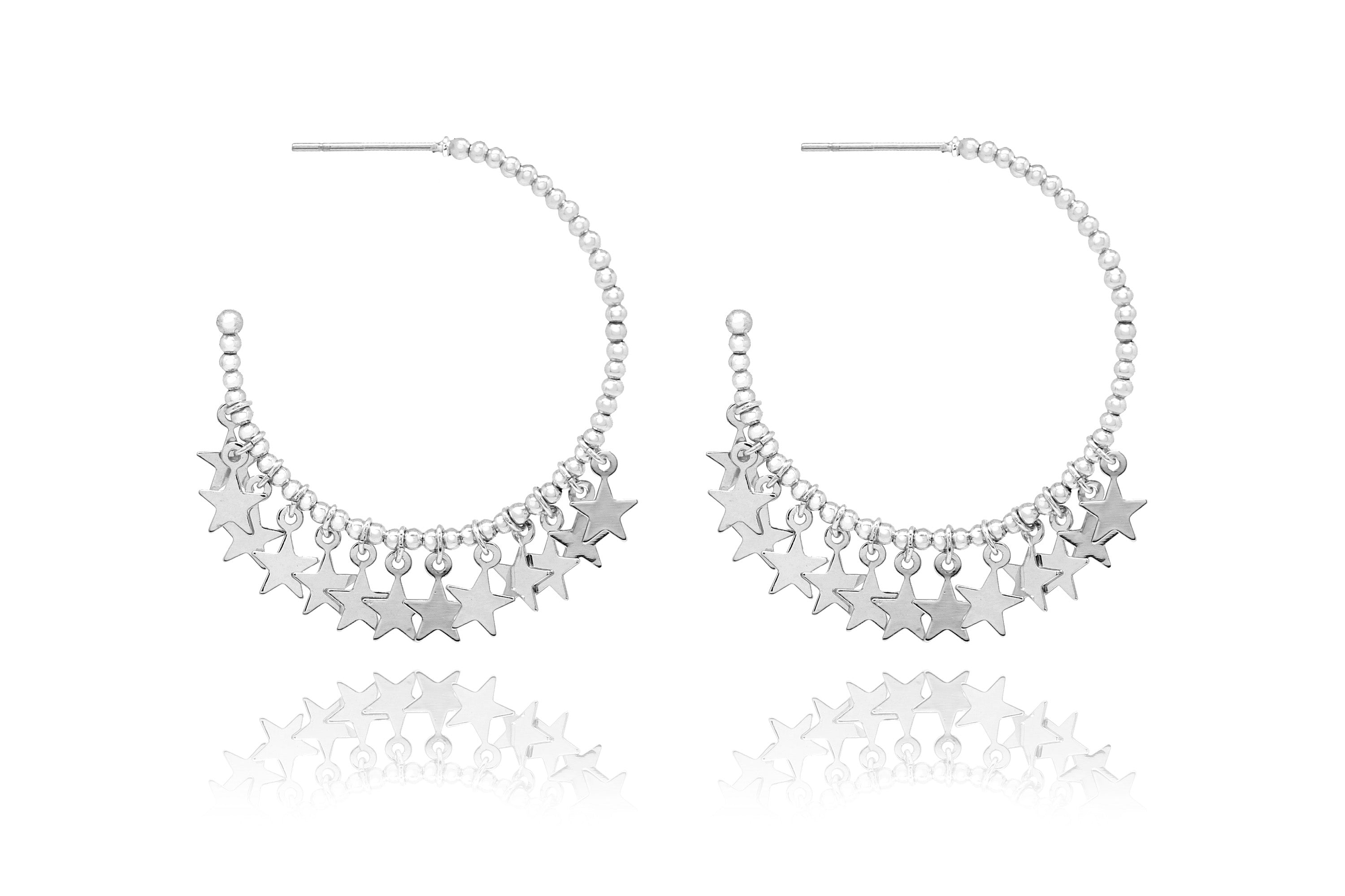 Oralia Multi Star Silver Hoop Earring