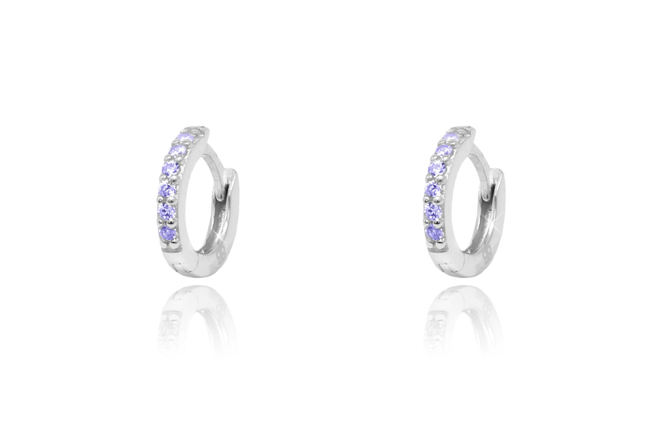 Reddy Amethyst CZ Silver Huggies