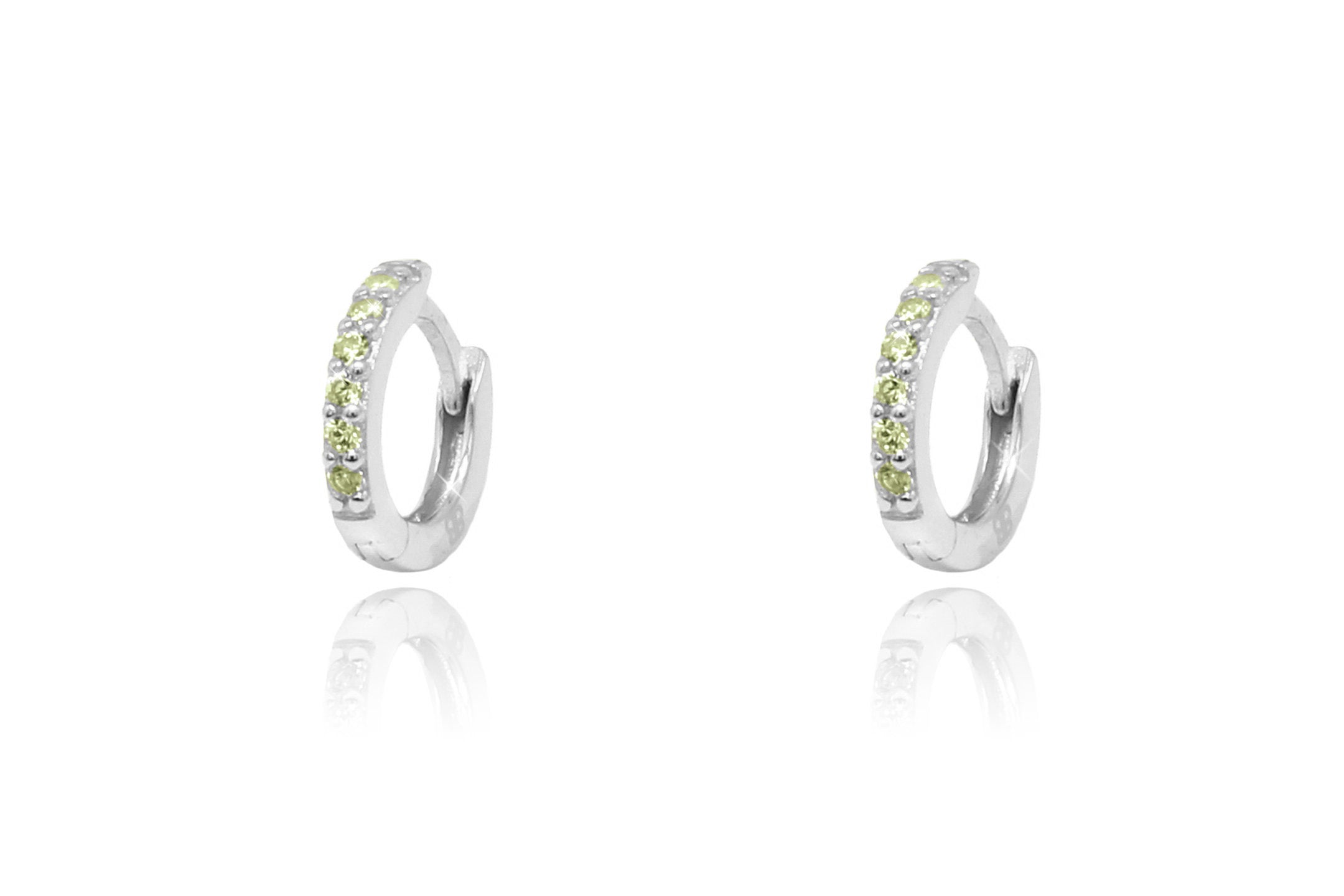 Reddy Peridot CZ Silver Huggies