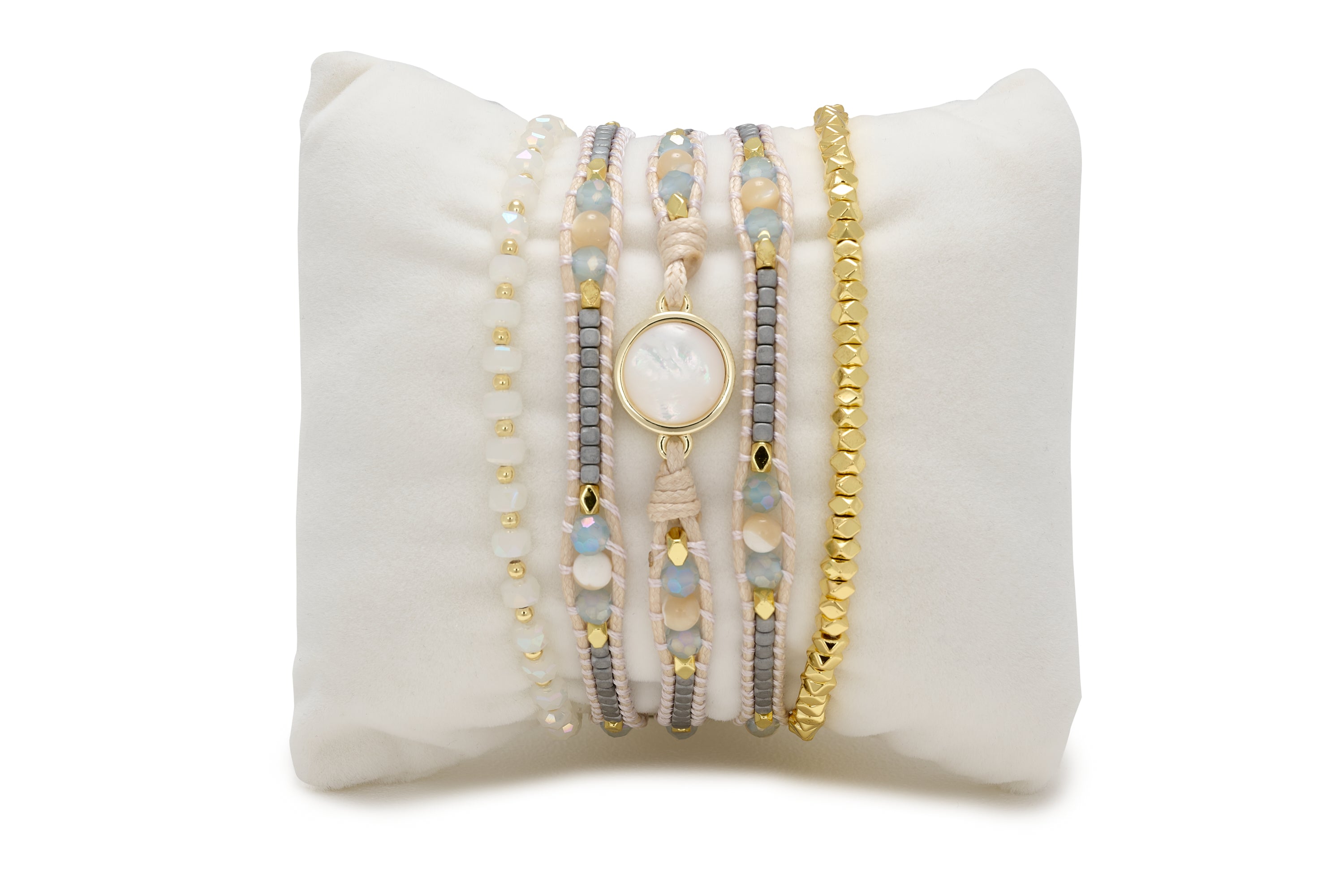 Nacre 3 Layer Pearl Bracelet Stack