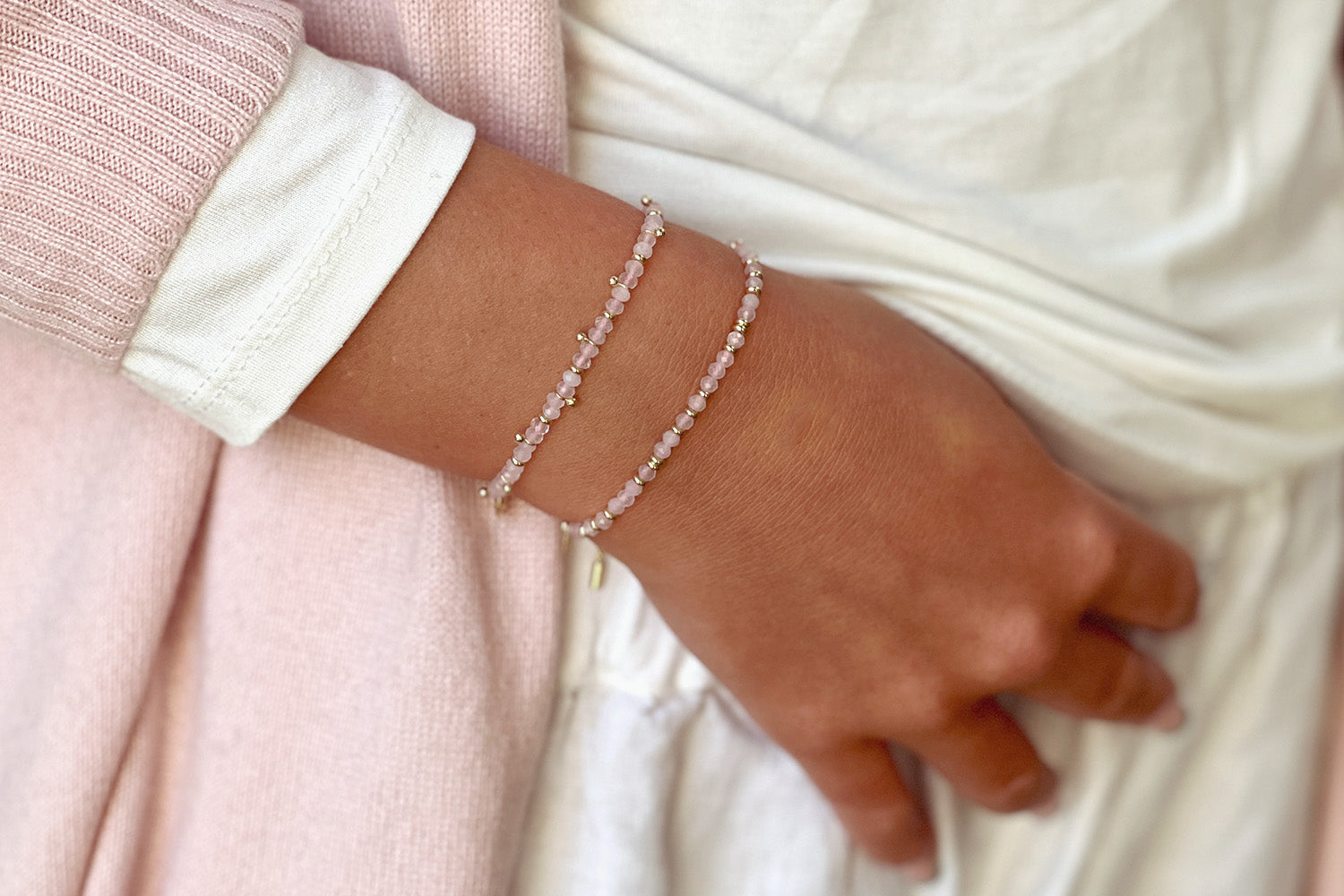 Serenity Rose Quartz  Bracelet Stack