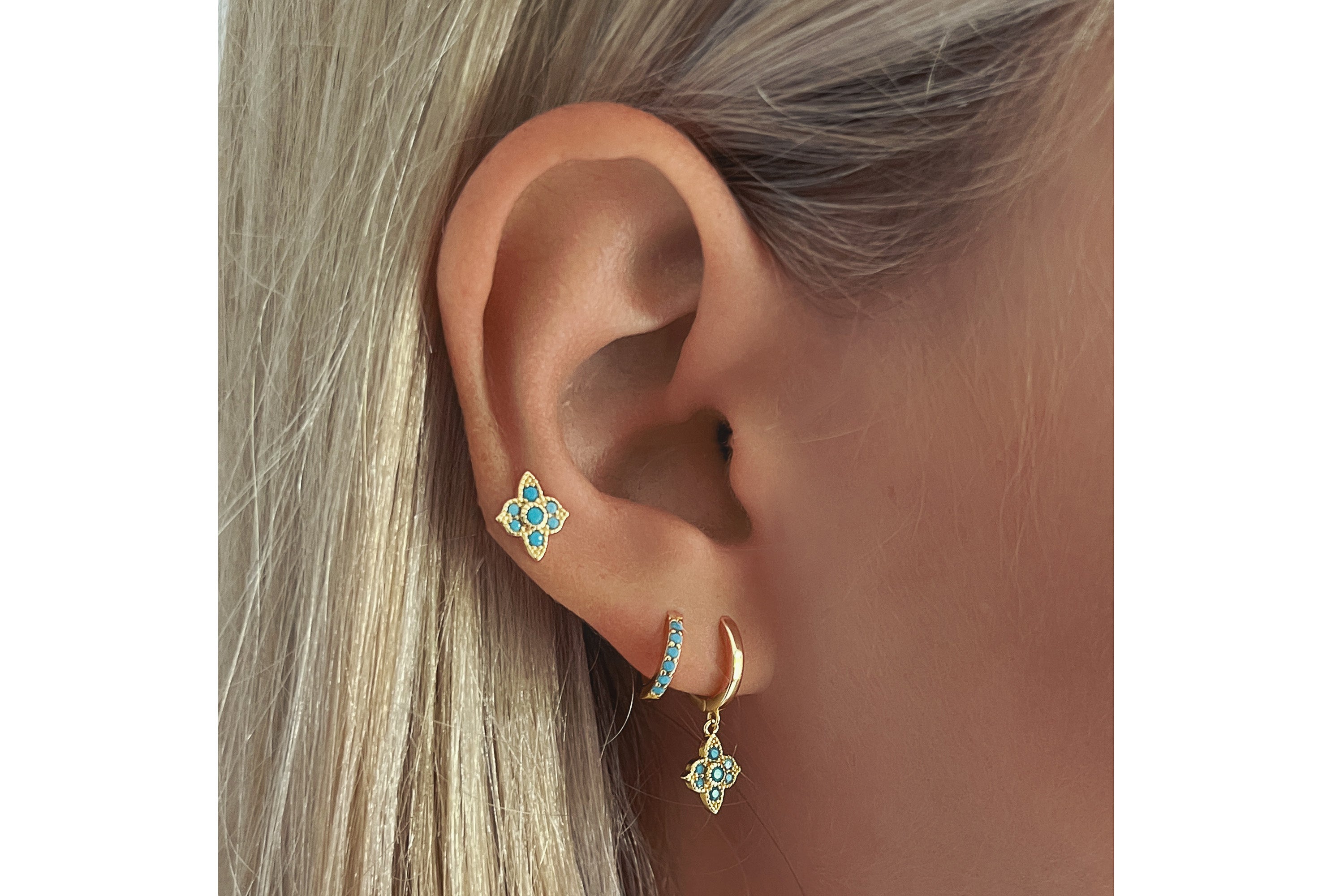 Takia Filigree Turquoise Silver Stud Earrings