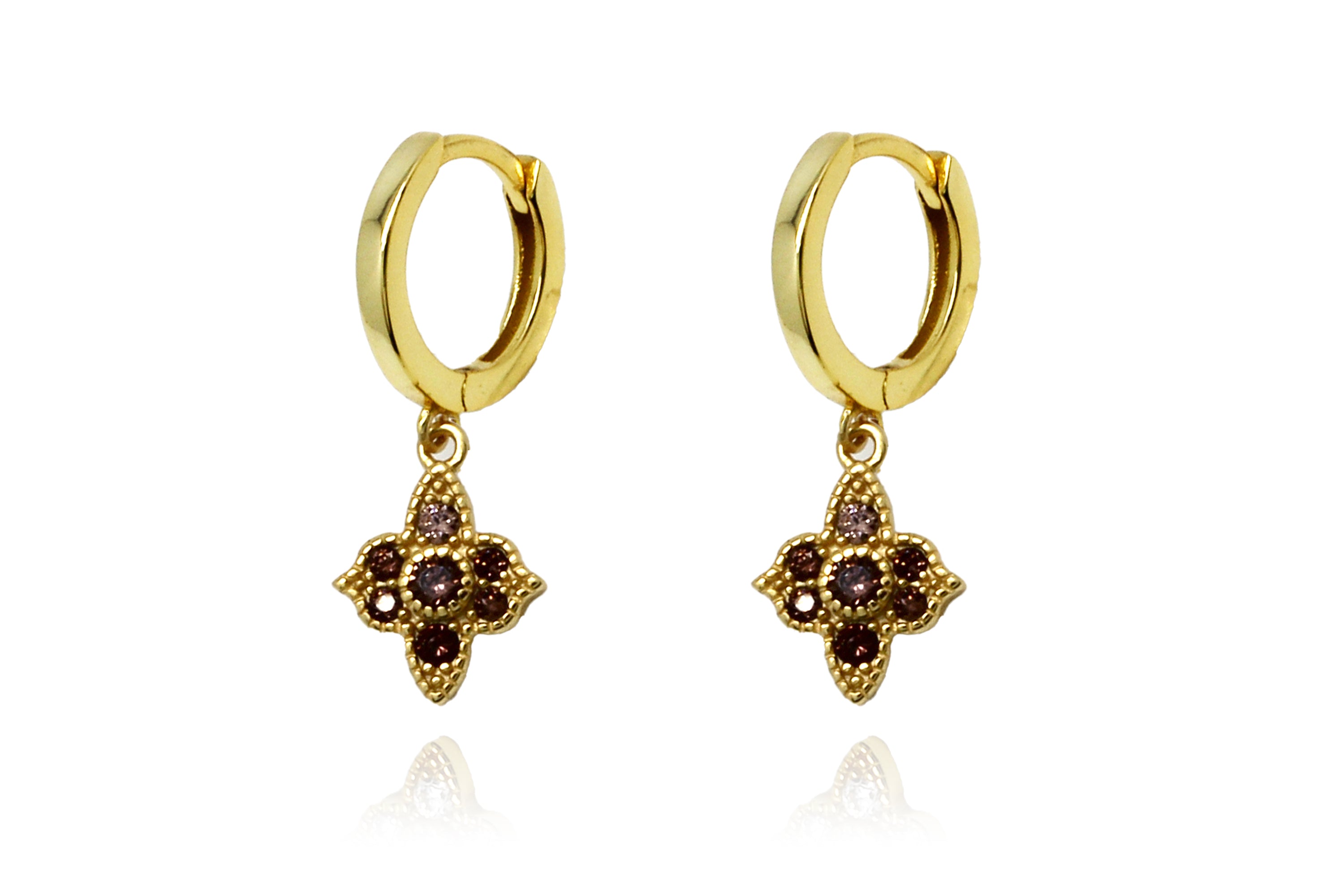 Theron Smokey CZ Gold Hoop Earrings