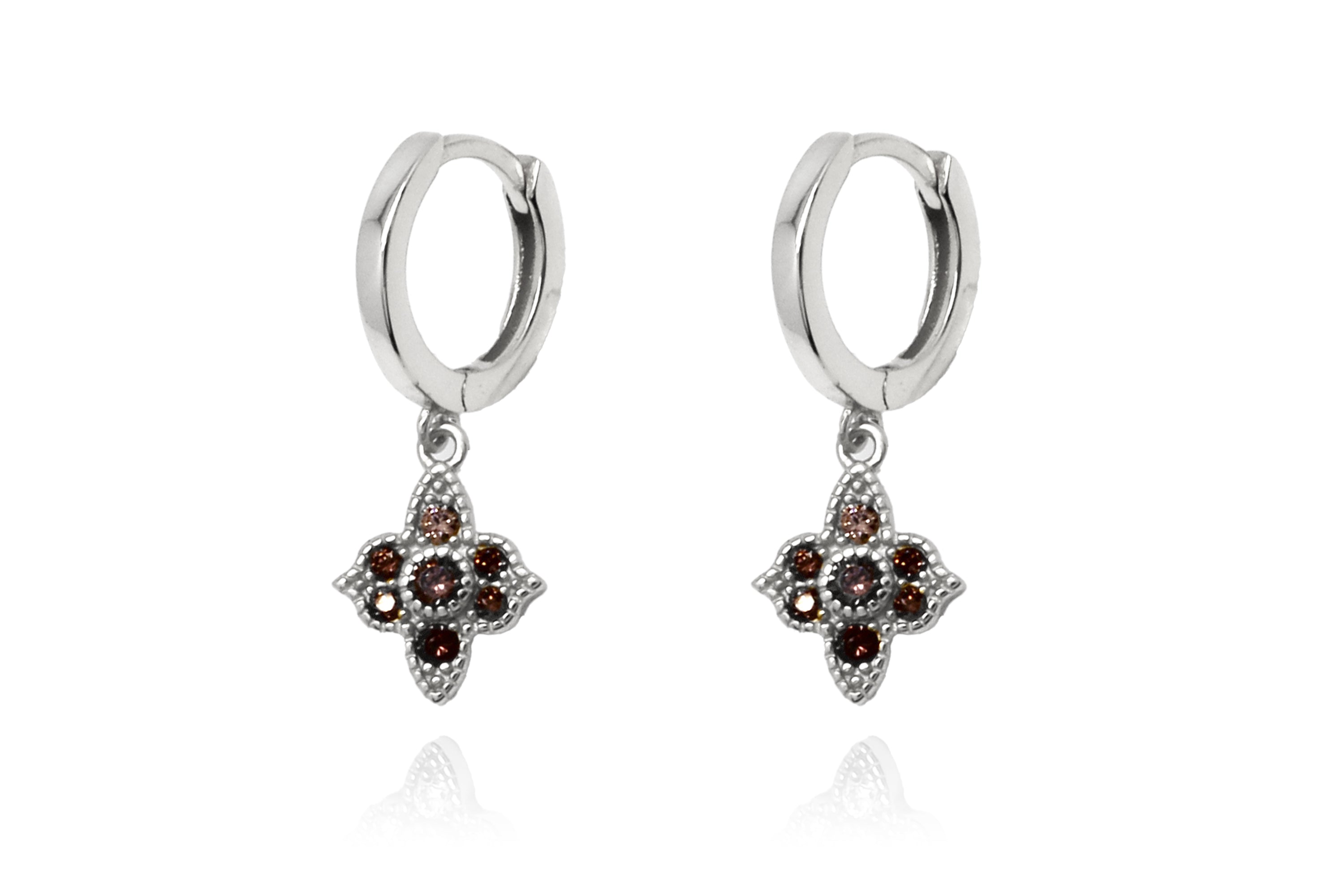 Theron Smokey CZ Silver Hoop Earrings