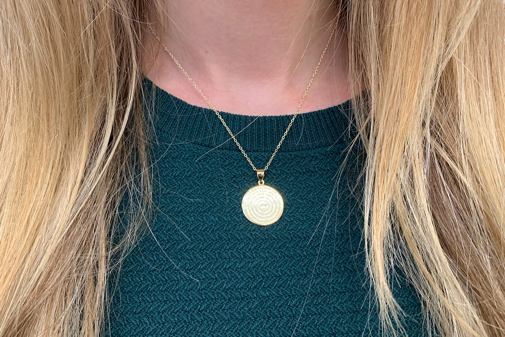 Mini Atlantic Gold Prayer Disc Necklace