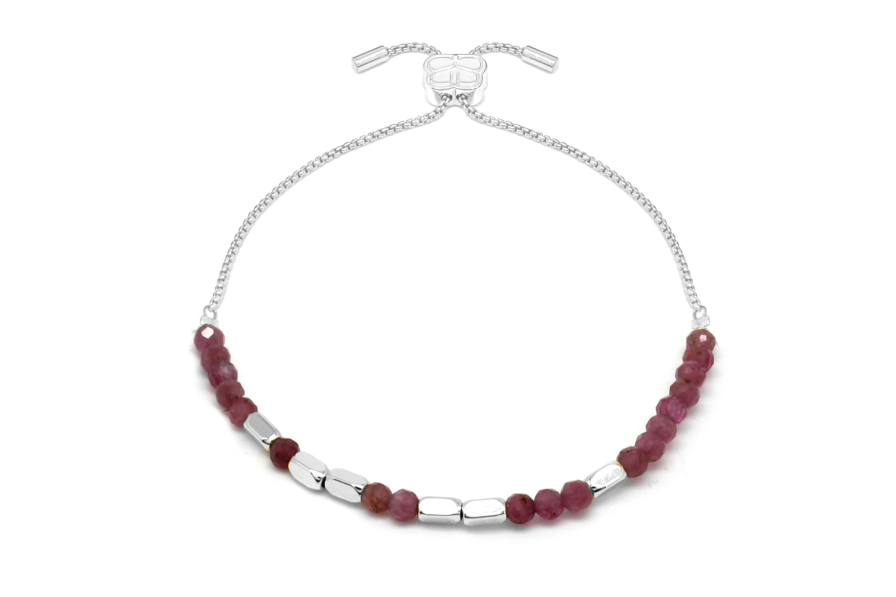 Happiness Pink Tourmaline Silver Bracelet