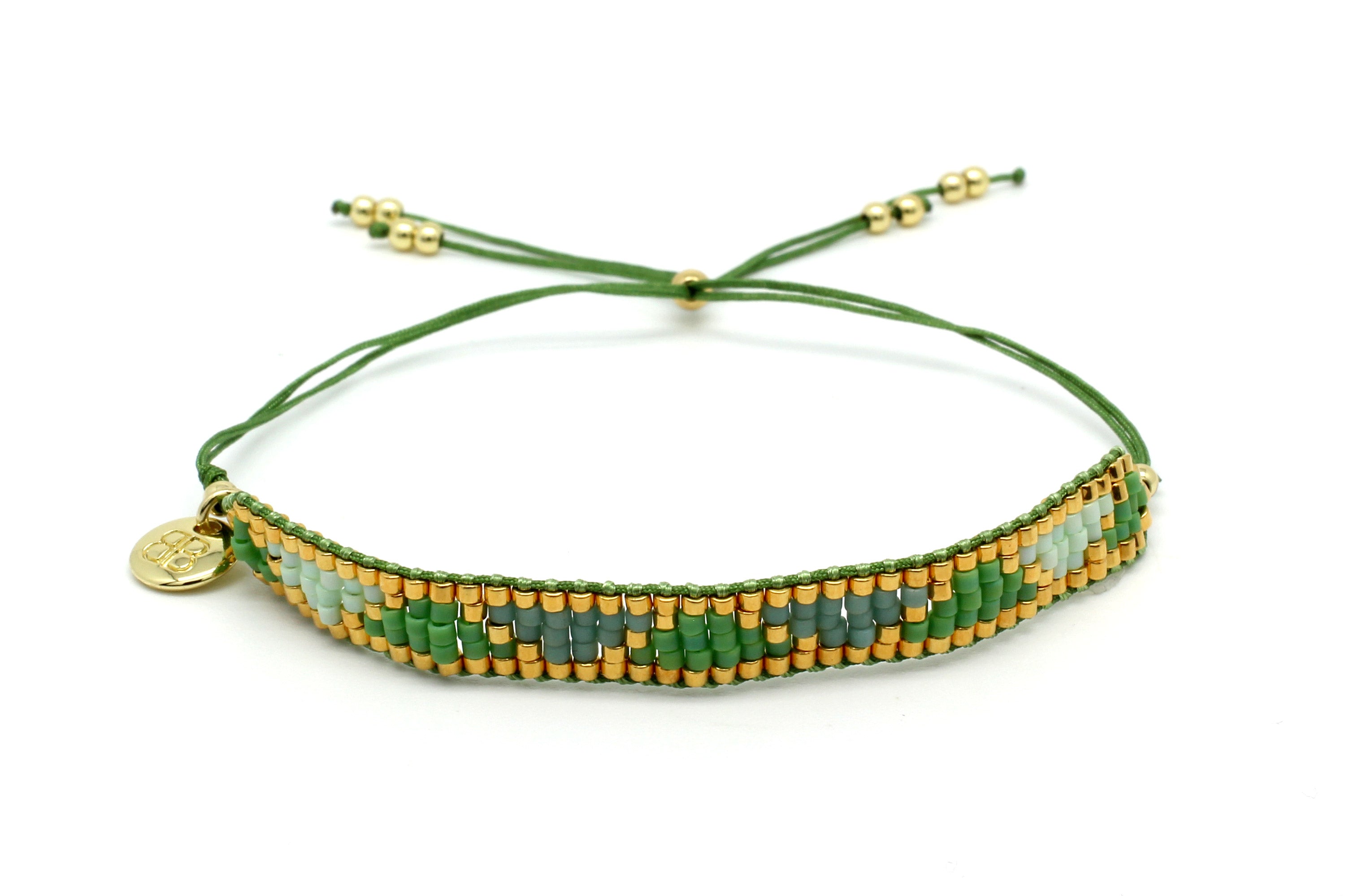 Venus Point Green & Gold Beaded Bracelet