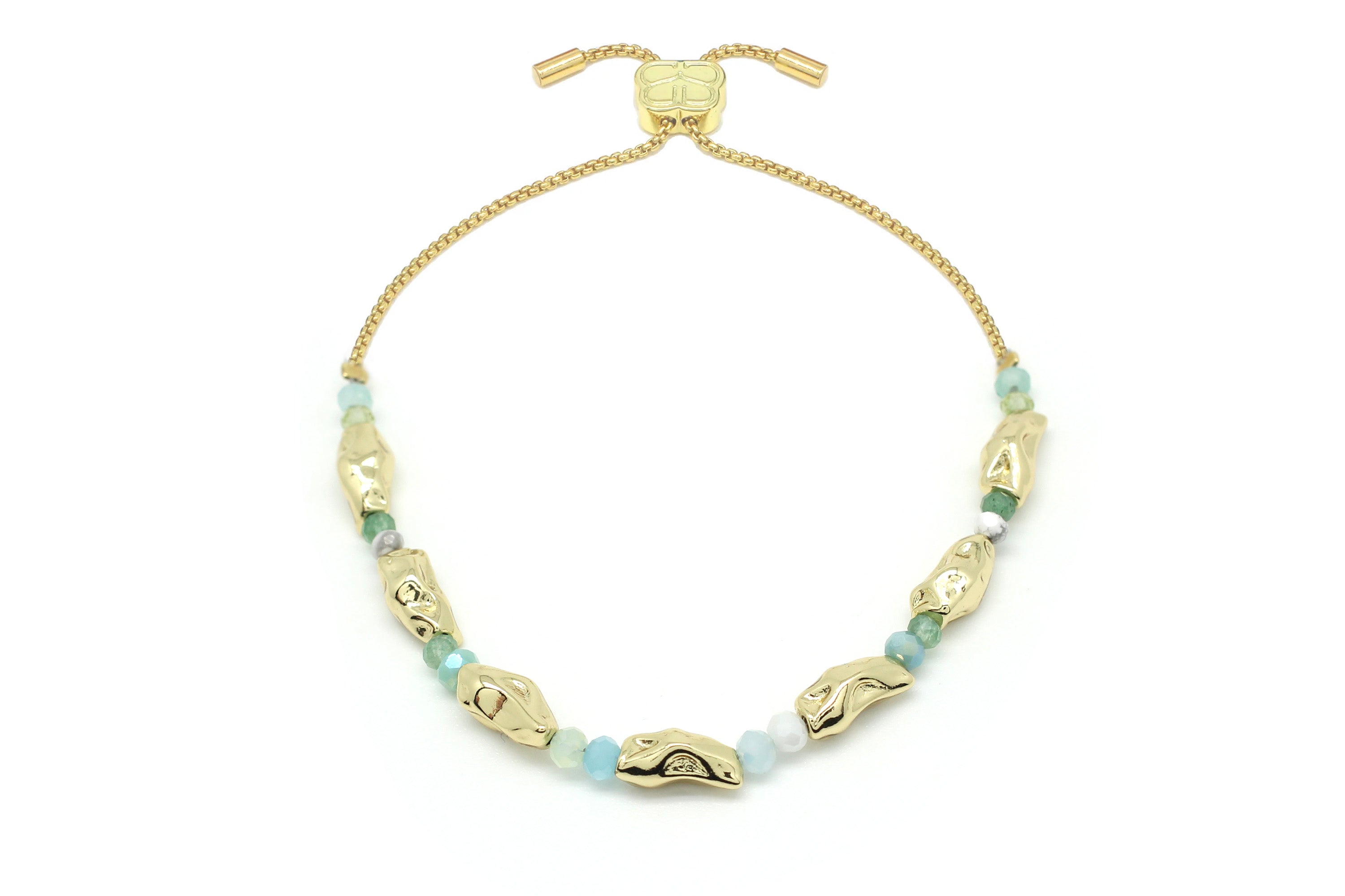 Boulder Aqua Gemstone Gold Bracelet