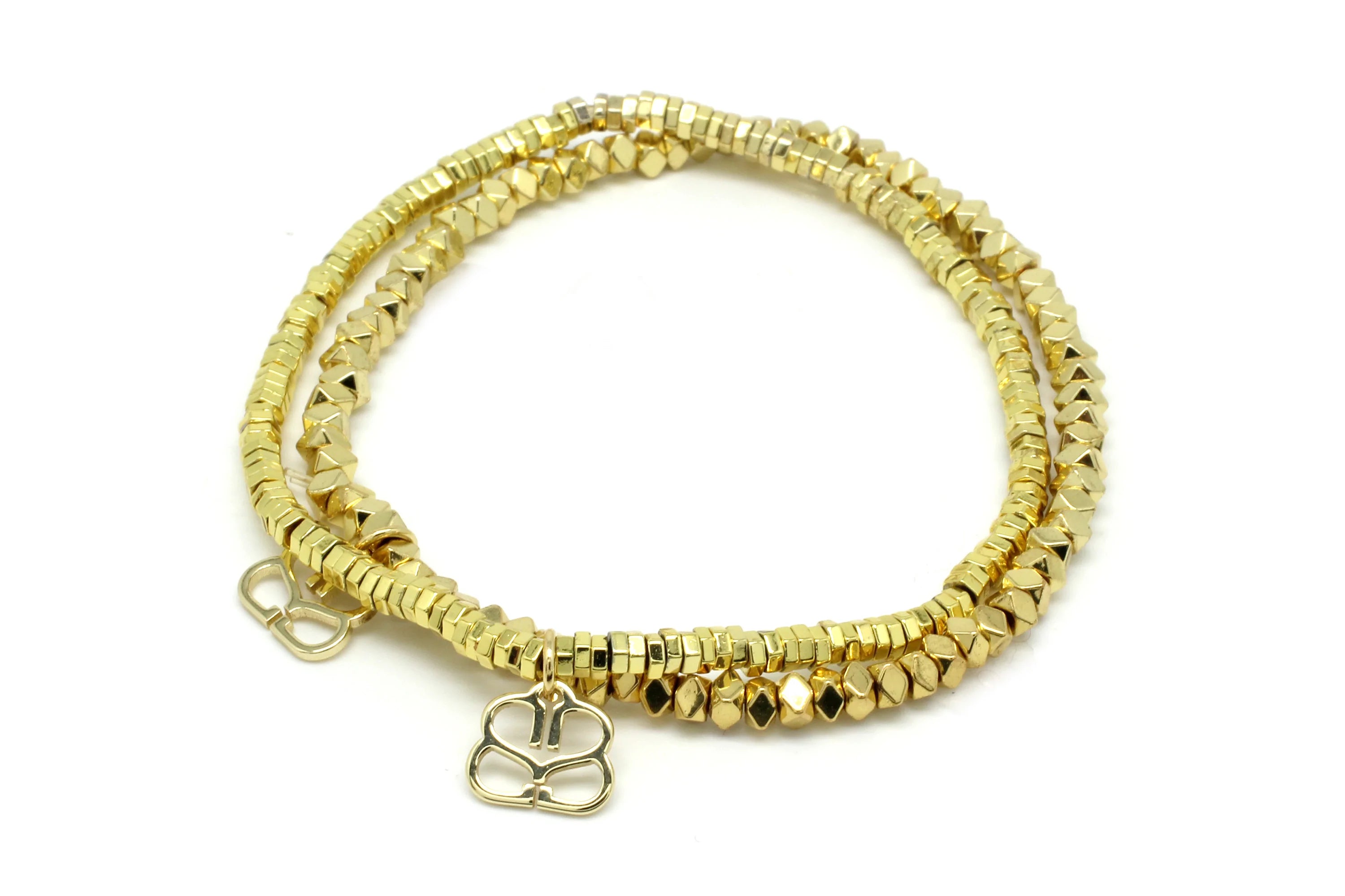 Flicker Minor Gold 2 Layer Stretchy Bracelet Set - Boho Betty