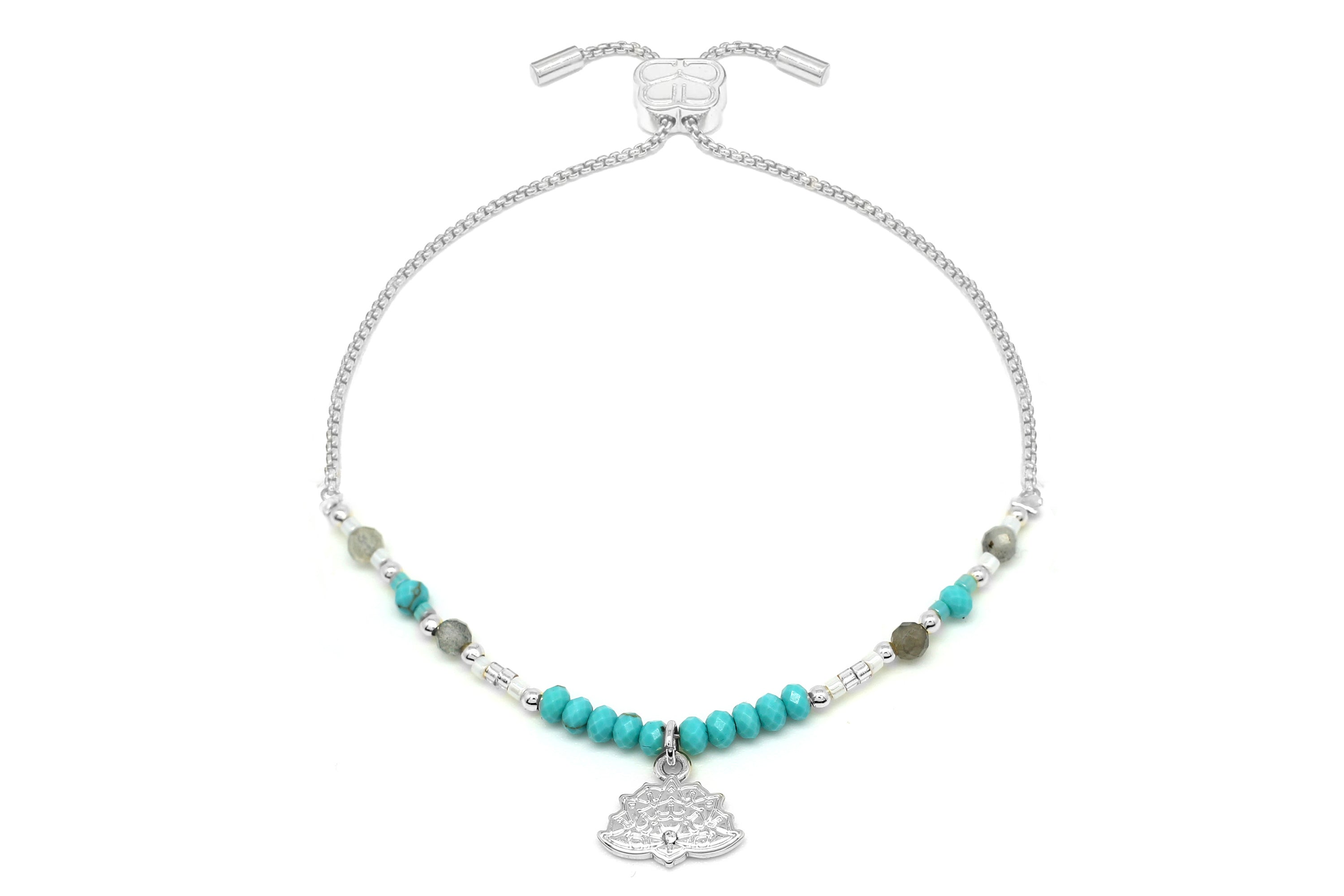 Lutea Charm Turquoise Labradorite Silver Bracelet