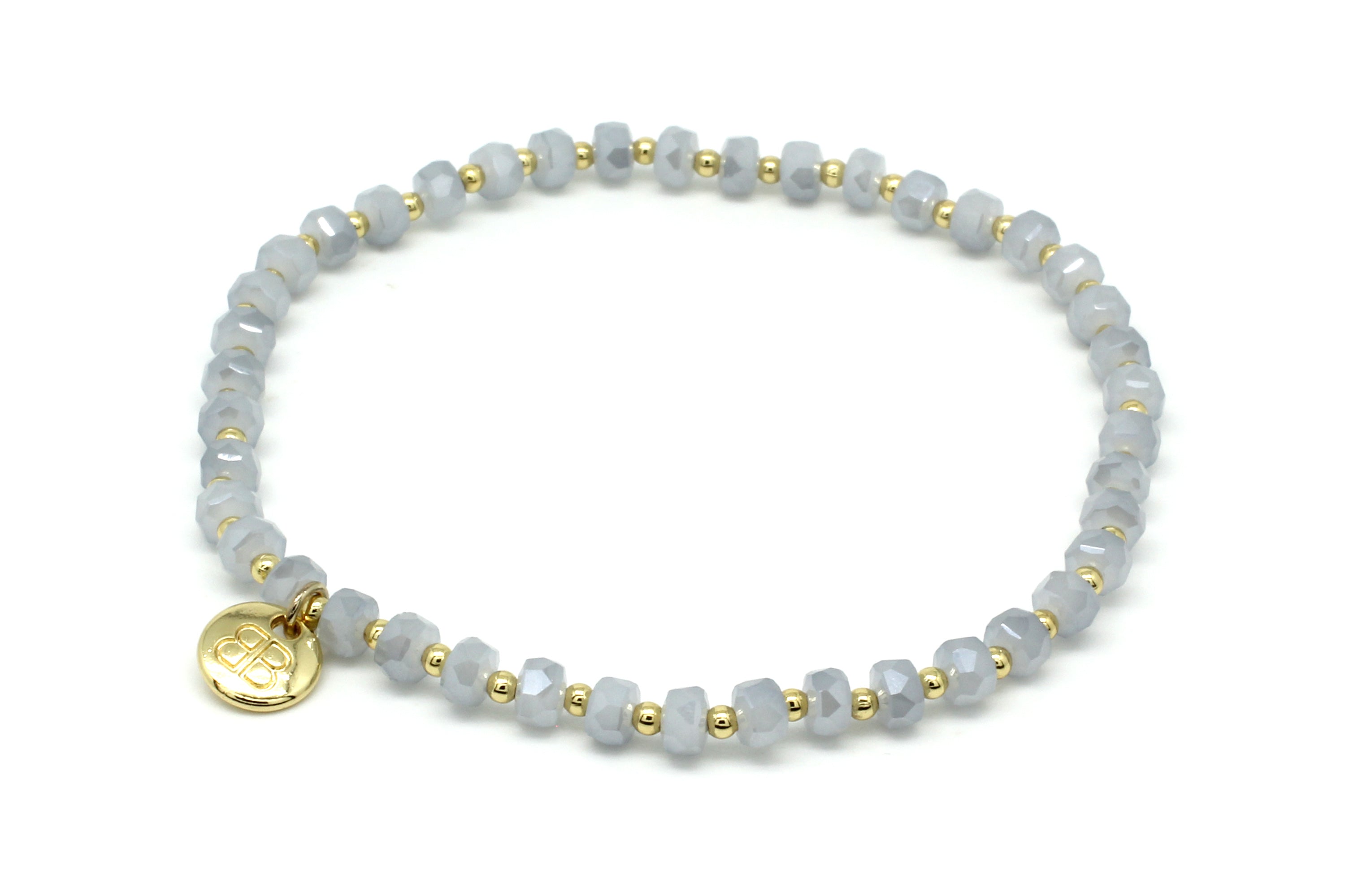 Prunus Grey & Gold Stretch Crystal Bracelet