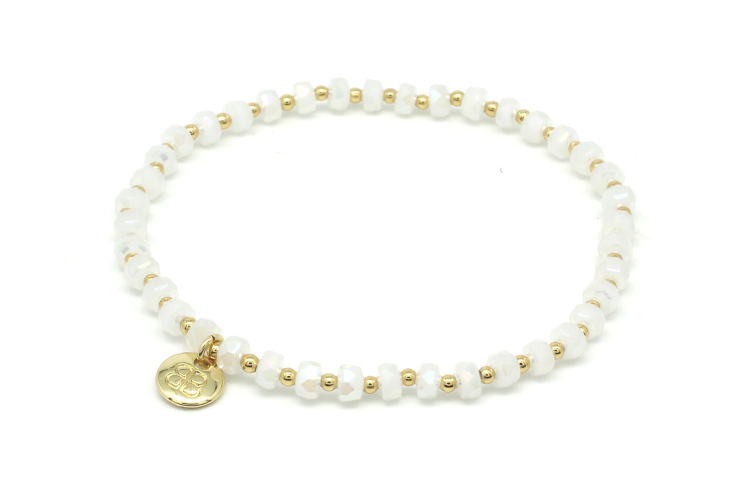 Prunus White & Gold Crystal Stretch Bracelet