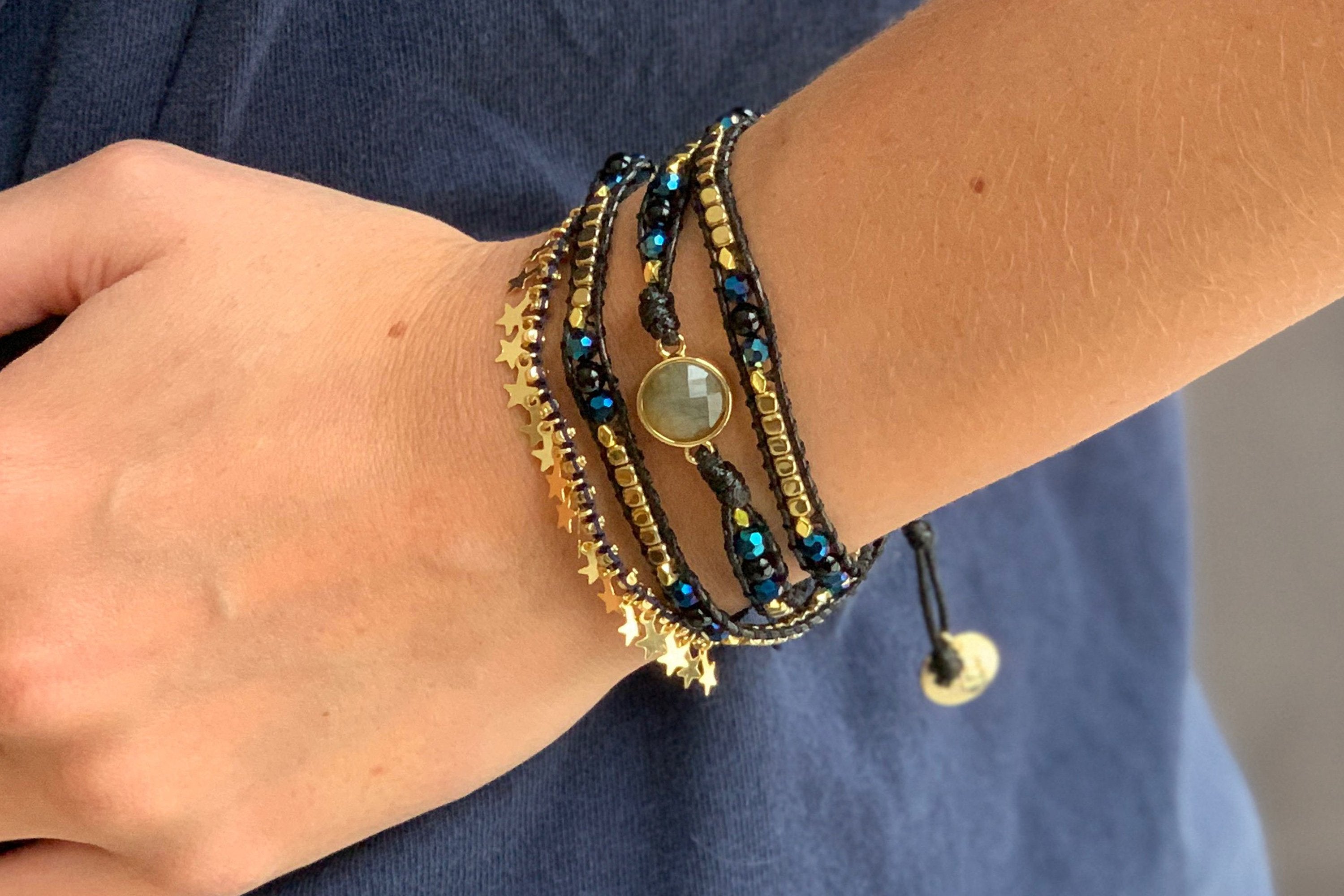 America Midnight Gemstone Wrap Bracelet