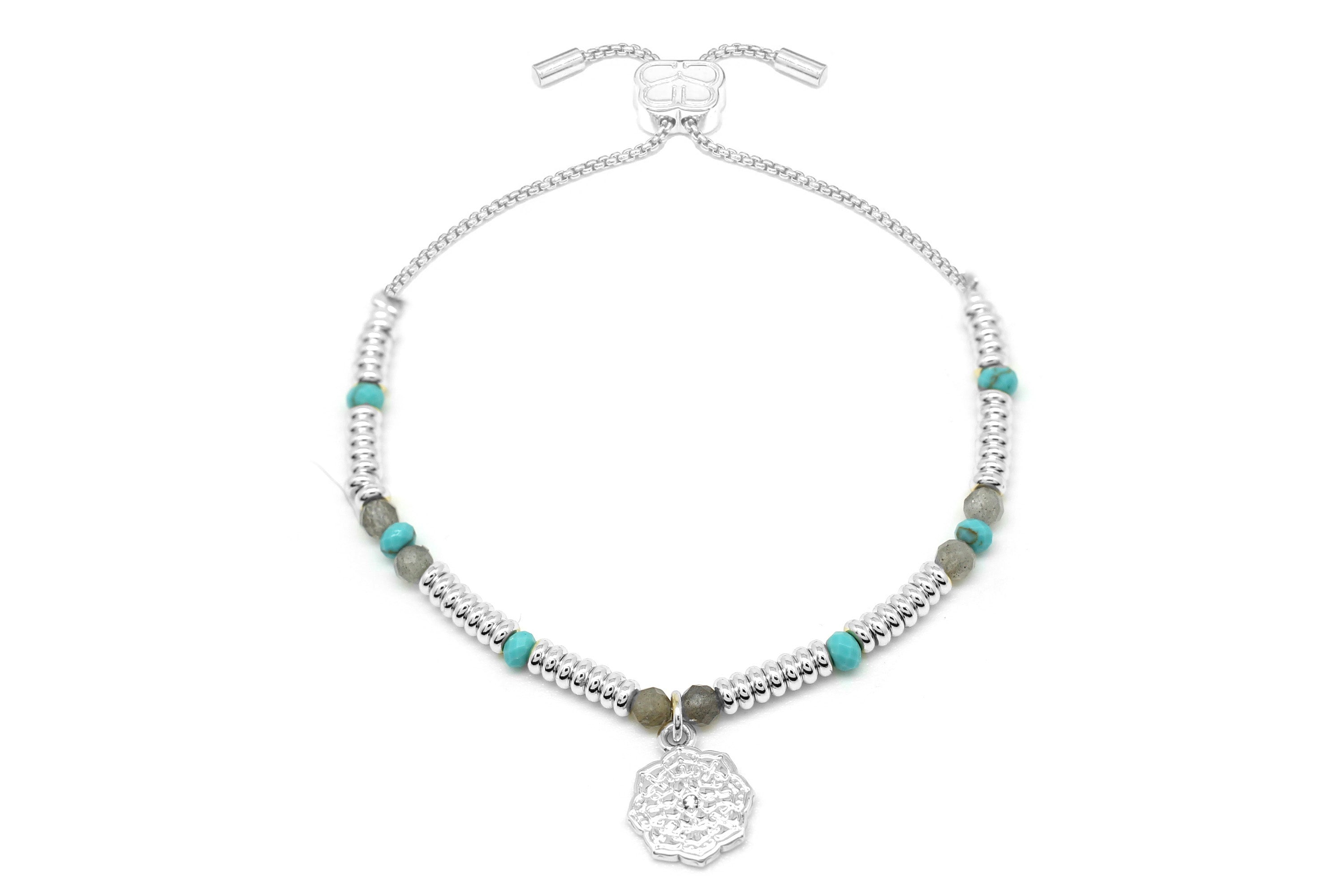 Bolus Turquoise, Labradorite & Silver Signature Charm Bracelet