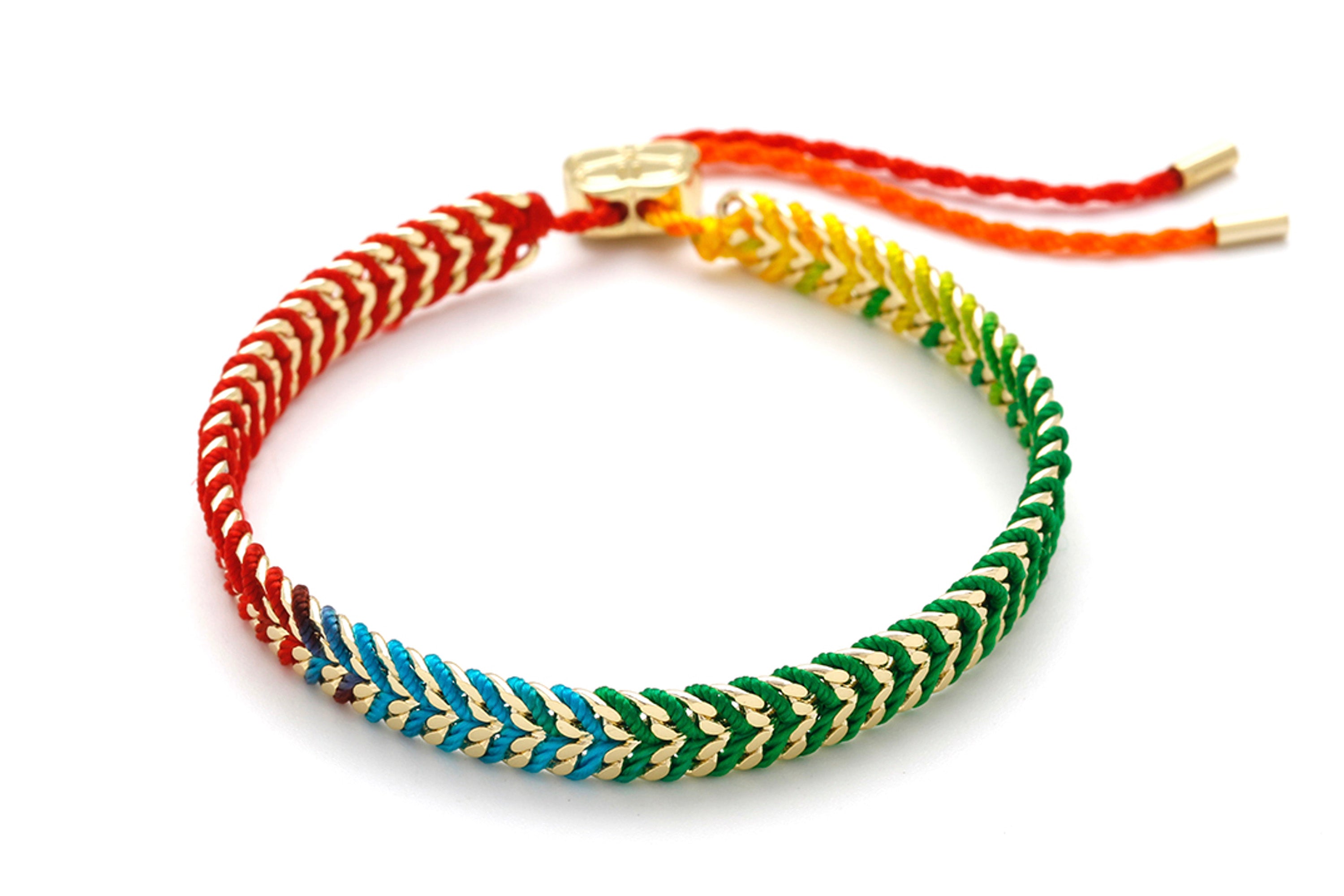 Iztac Rainbow Ombré Gold Woven Bracelet